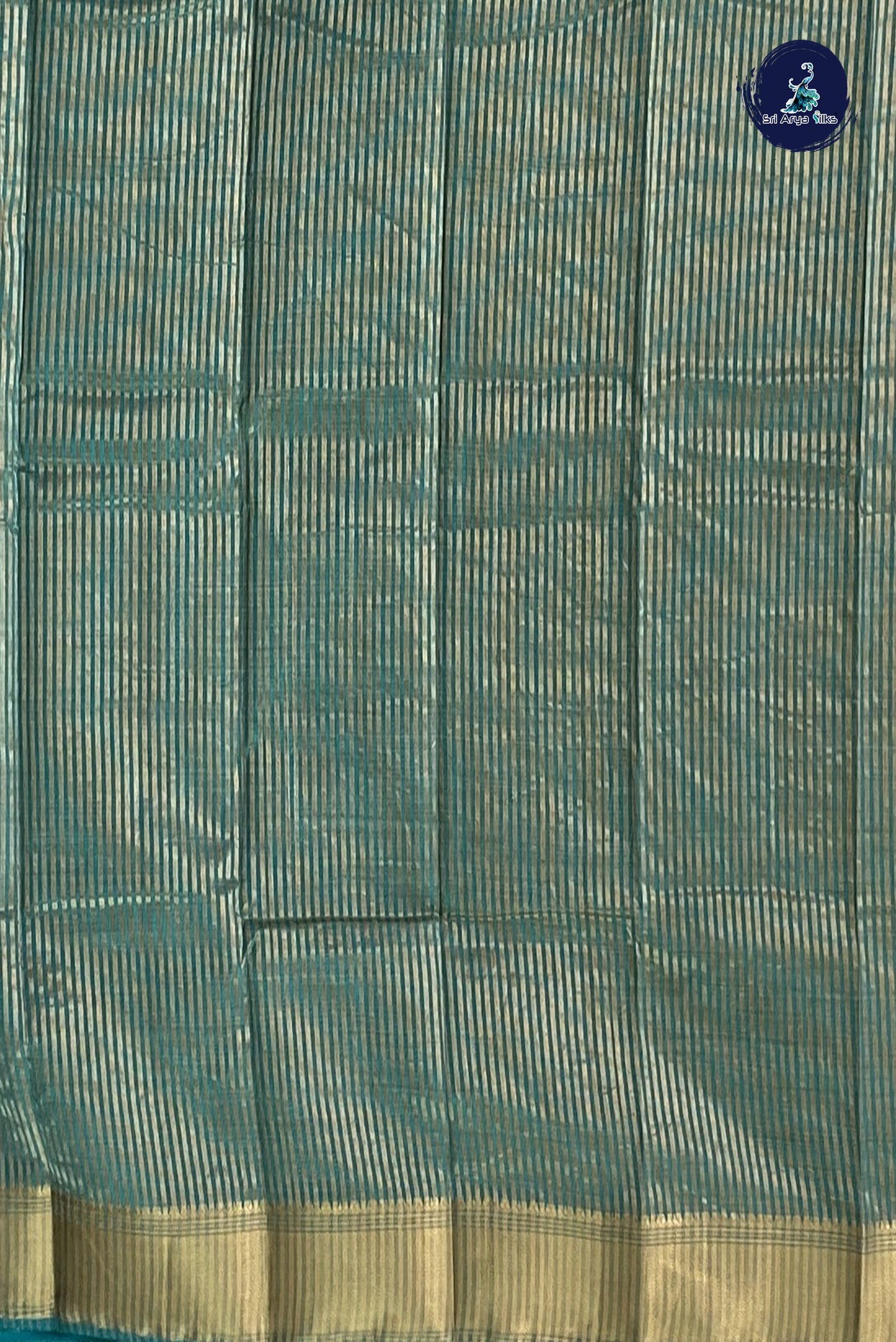 Teal Semi Tussar Saree With Printed Pattern
