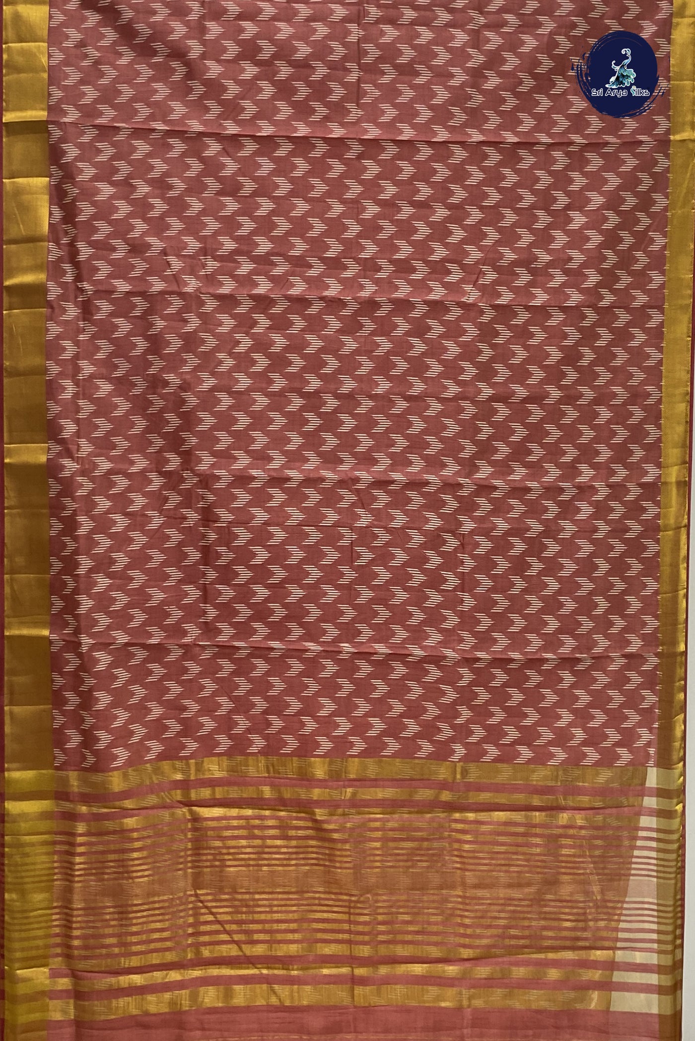 Caramel Shade Semi Tussar Saree With Printed Pattern