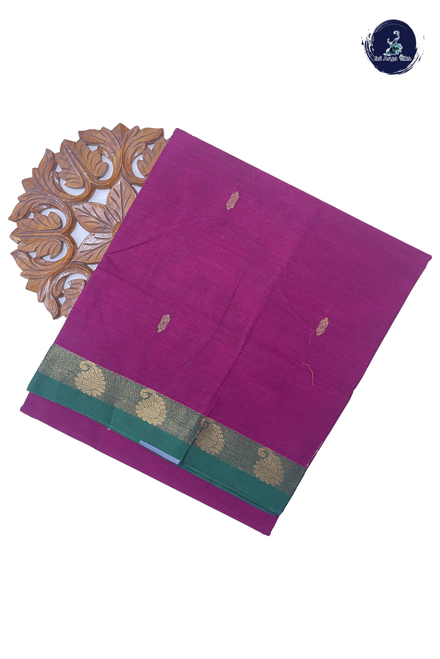 BeetRoot Shade Cotton Saree With Zari Buttas Pattern