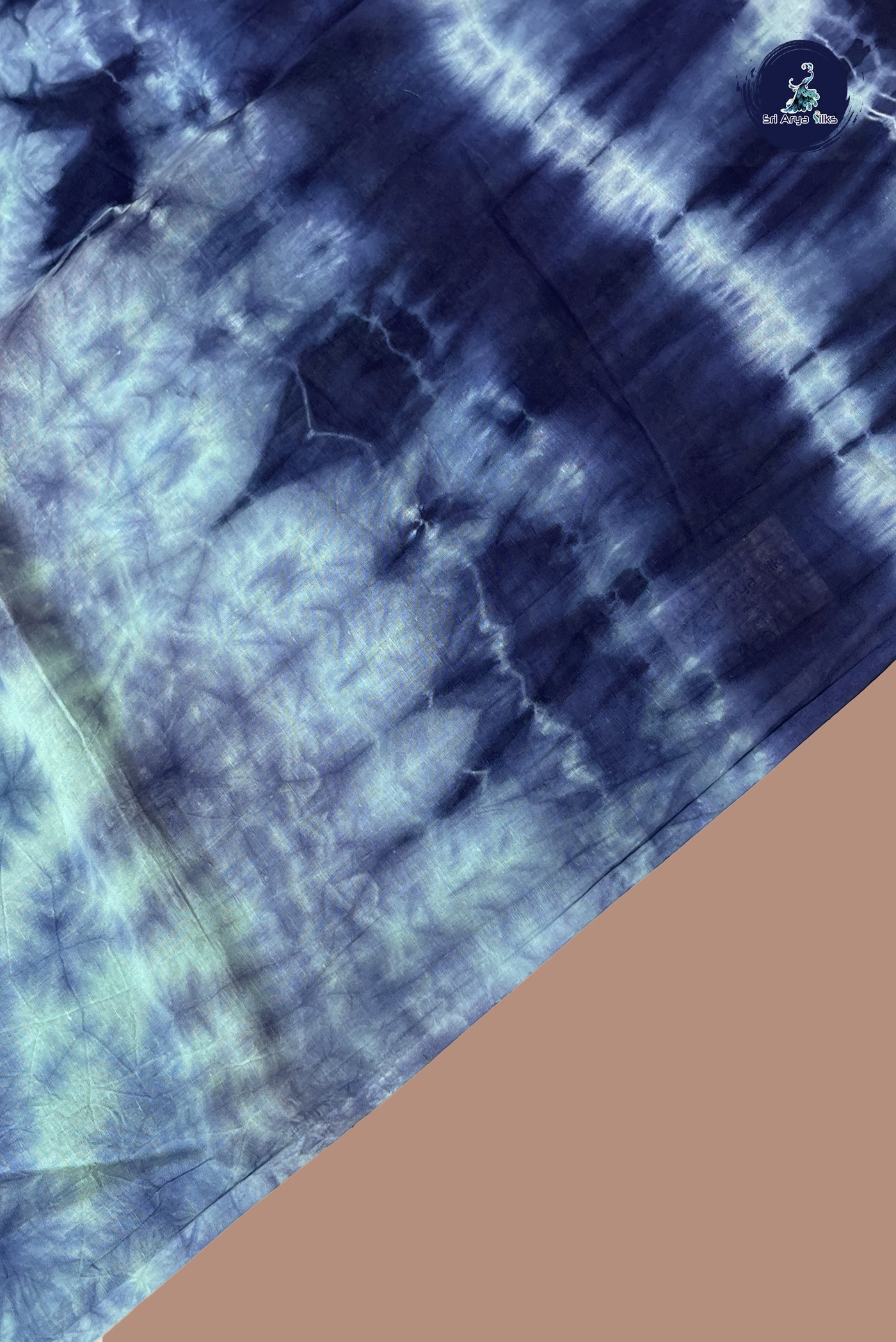 Blue Cotton Saree With Shibori Print Pattern