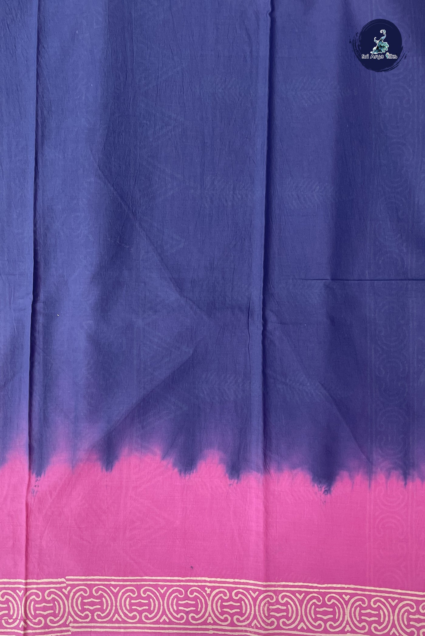 Violet Mul Mul Cotton Saree With Printed Pattern