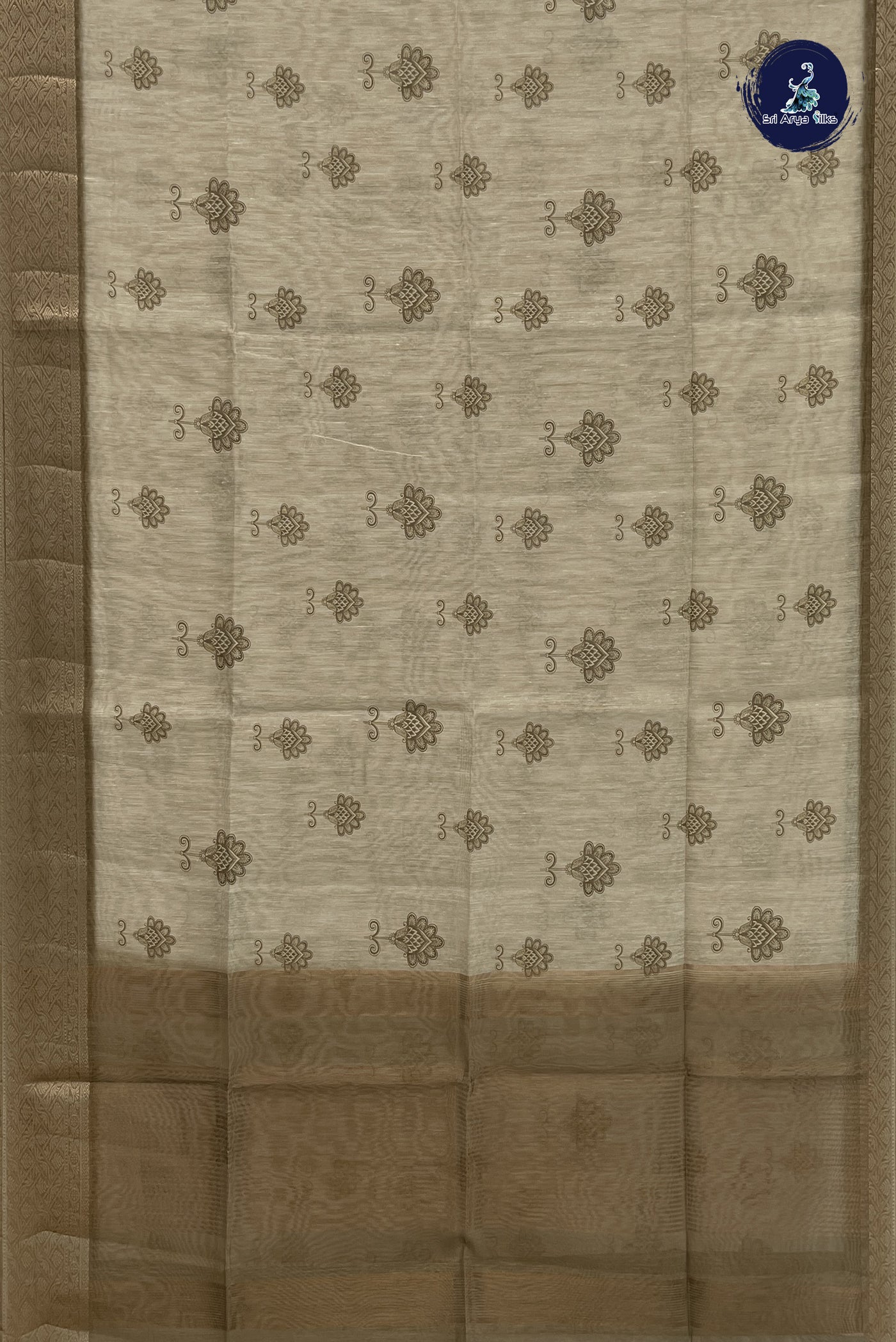 Elaichi Green Semi Chanderi Saree With Printed Pattern