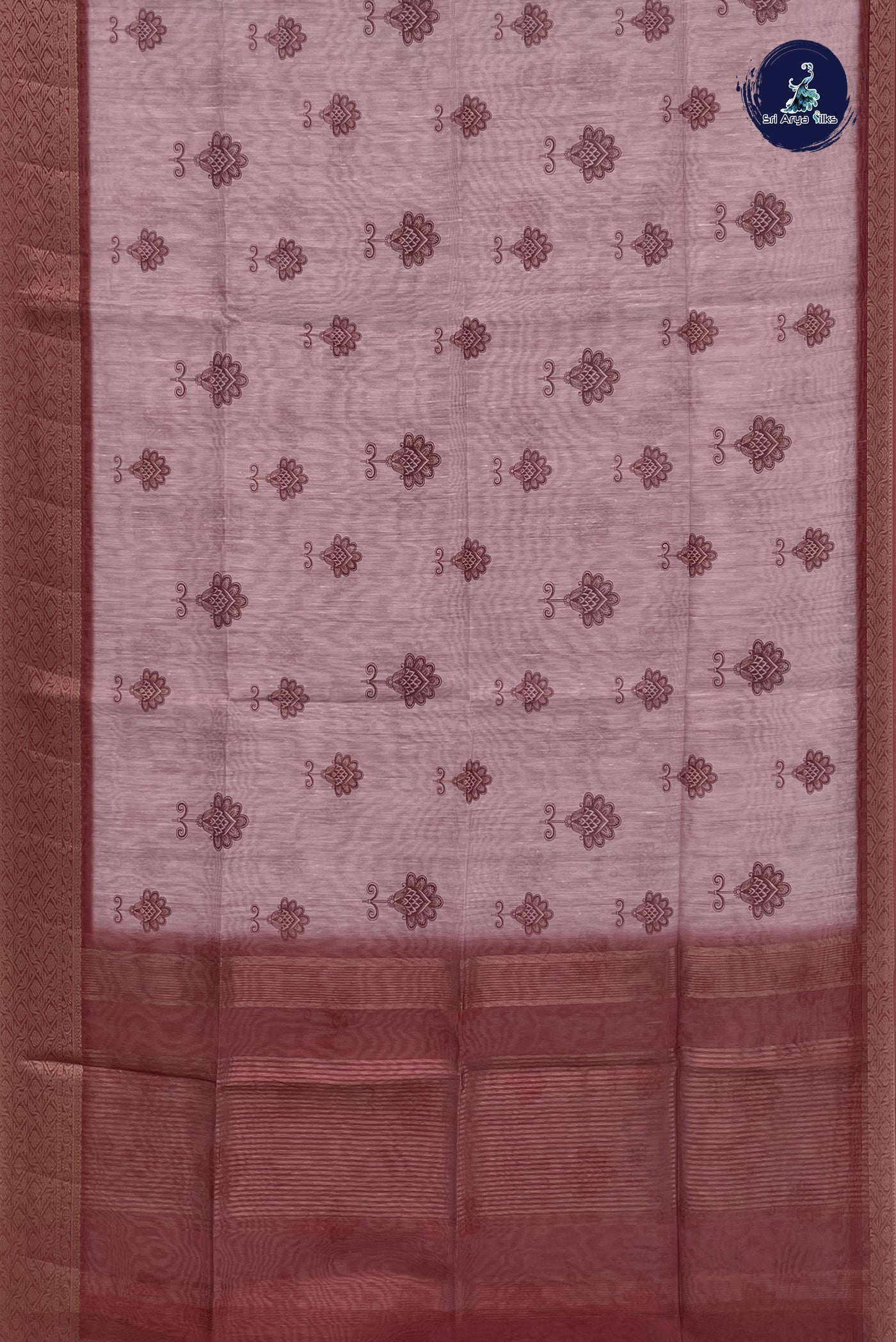 Teal Blue Semi Chanderi Saree With Printed Pattern