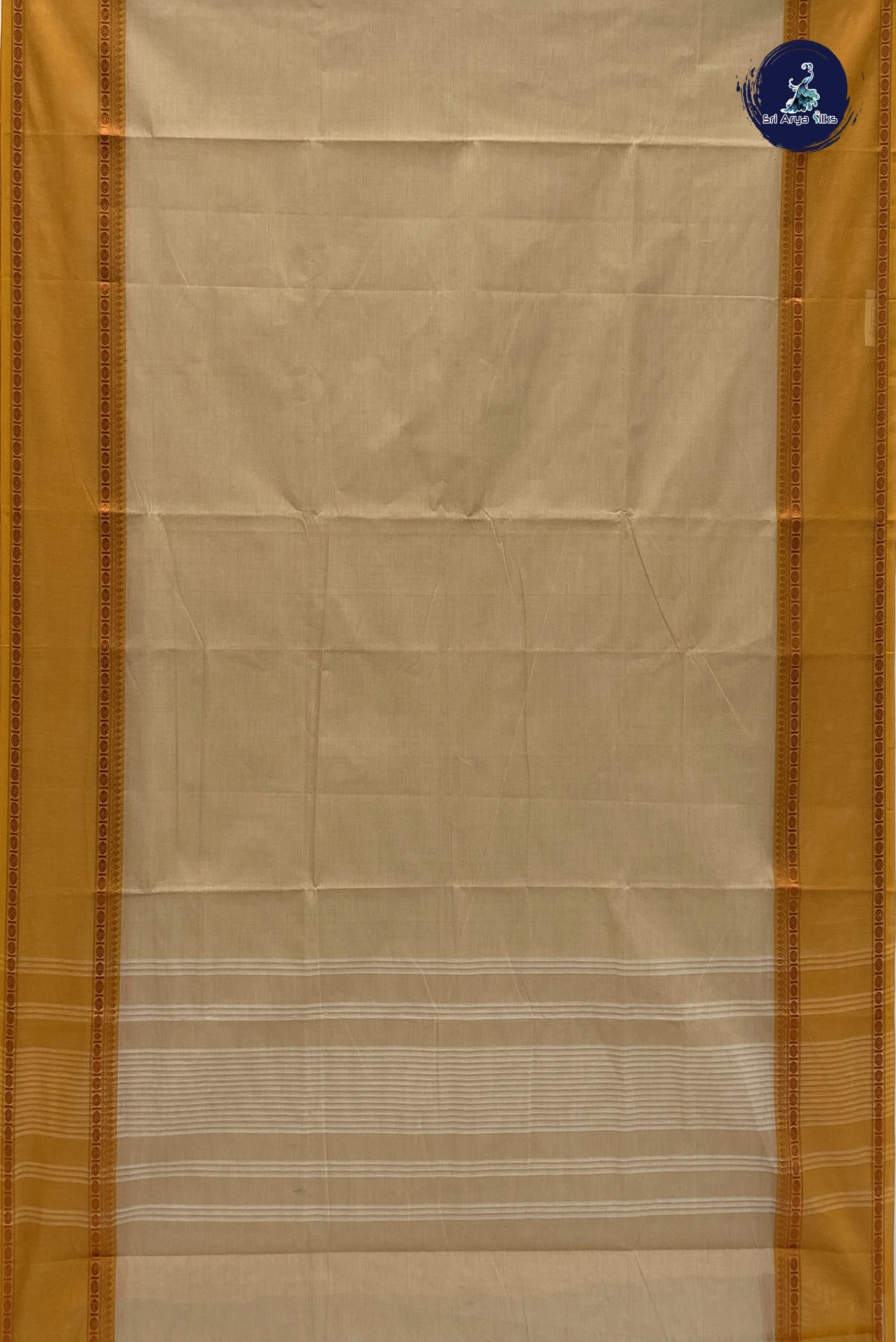 Off White Cotton Saree With Plain Pattern