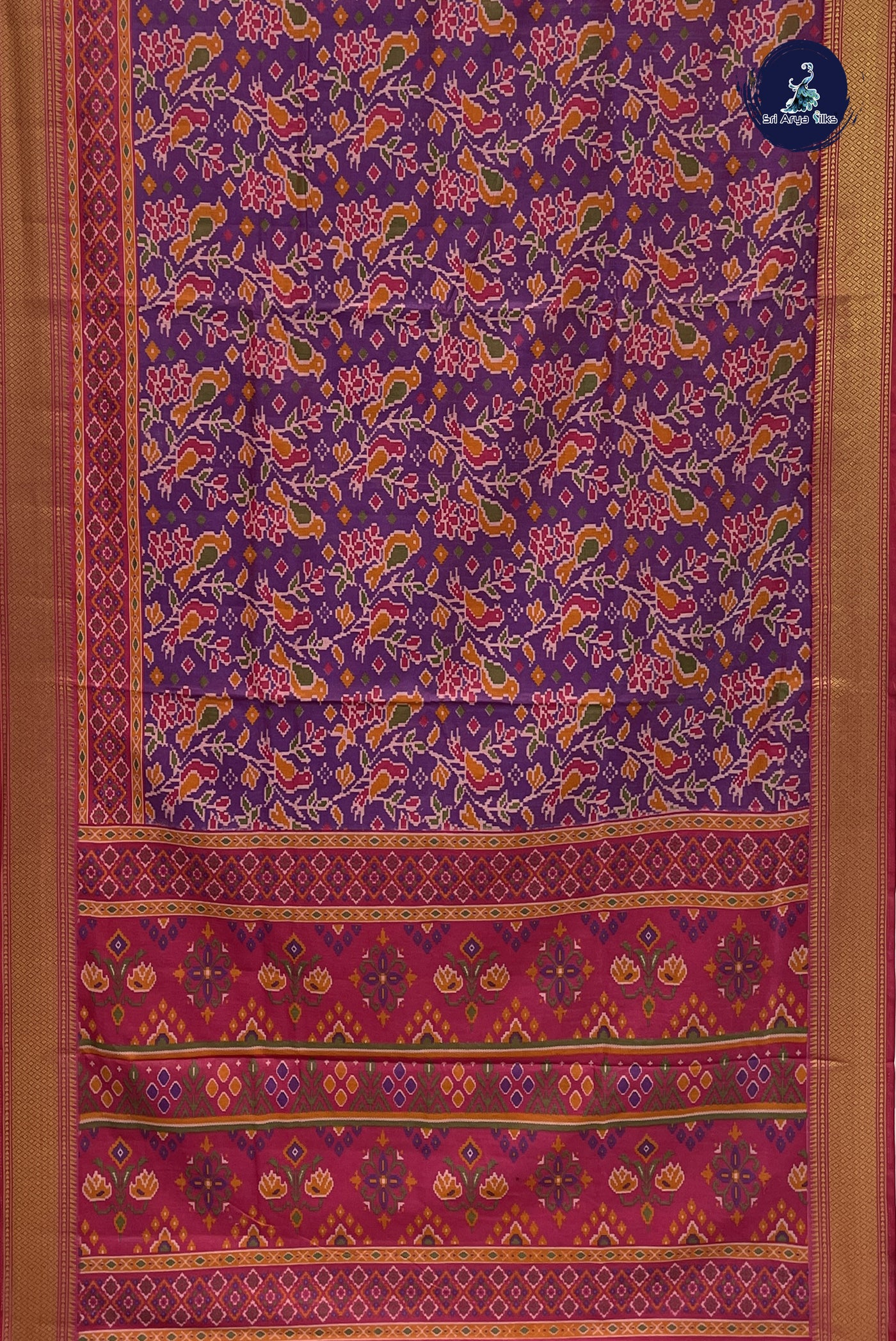 Dual Tone Purple Semi Pattola Saree With Patola Pattern