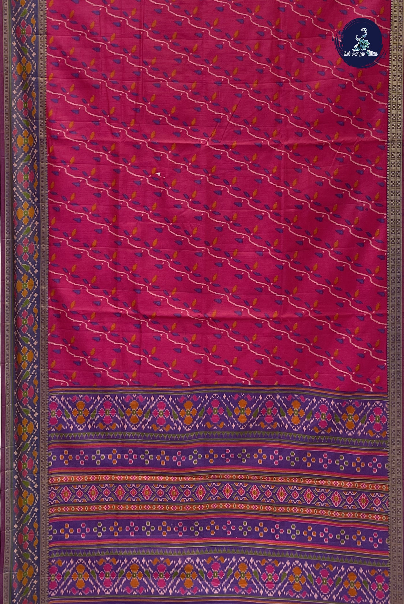 Magenta Pink Semi Pattola Saree With Patola Pattern