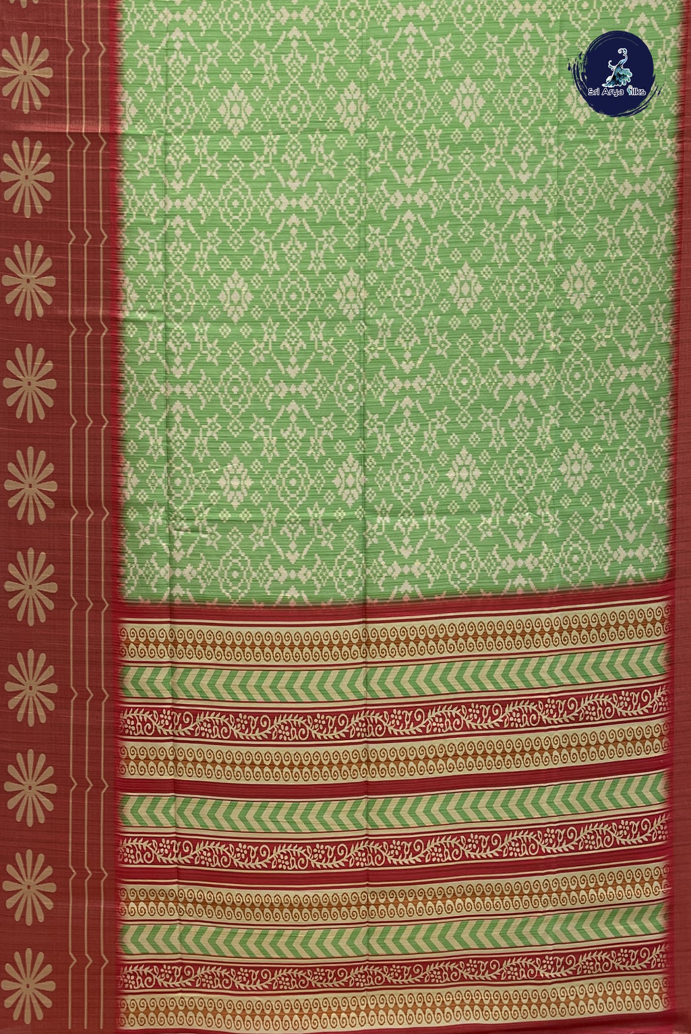 Light Green Semi Tussar Saree With Printed Pattern