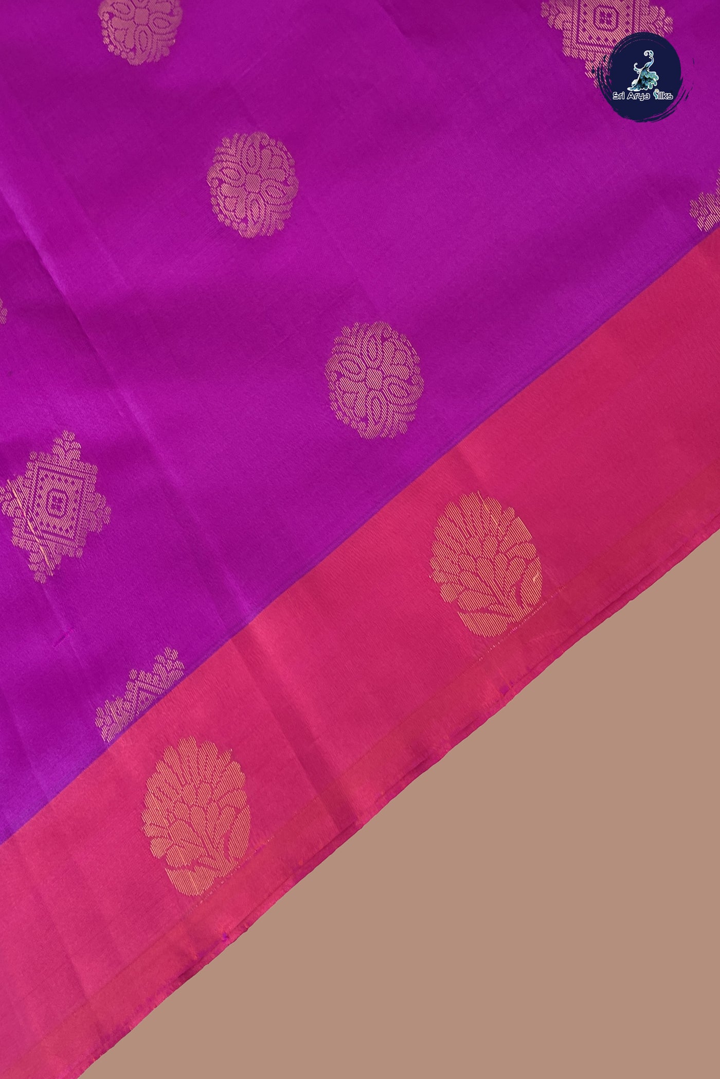 Purple Semi silk Saree With Zari Buttas  Pattern
