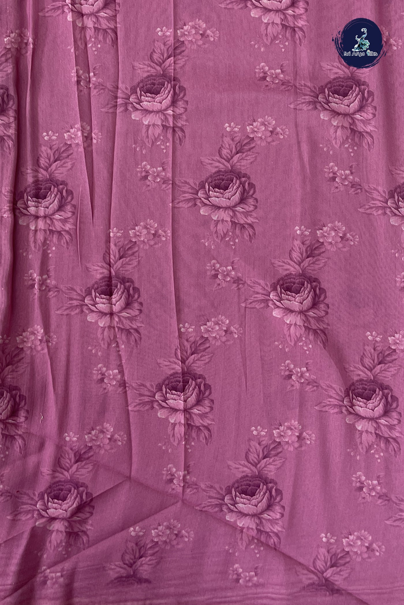 Onion Pink Tissue Banarasi Saree With Floral Digital Print Pattern