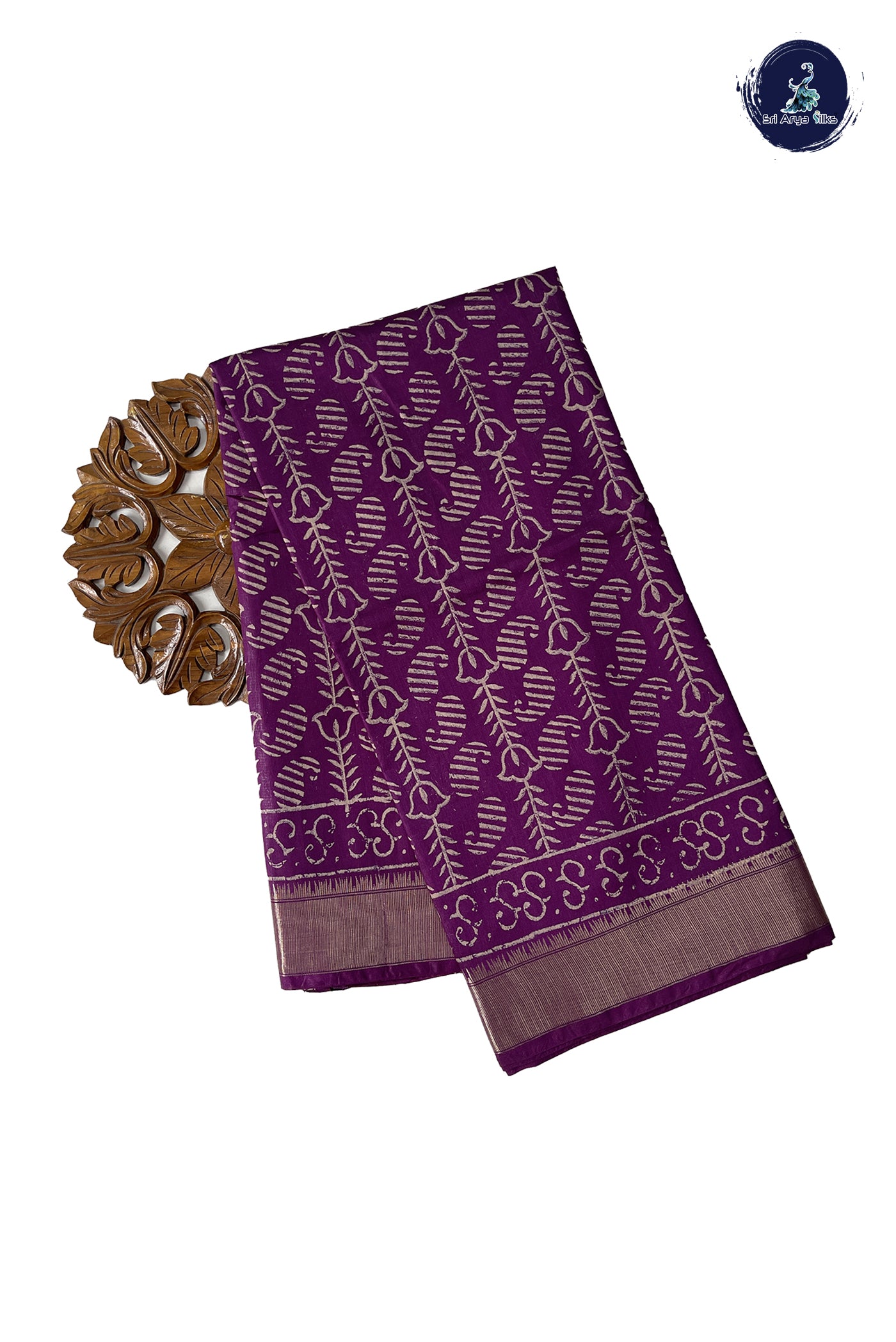 Purple Maheshwari Silk With Bagru Print Pattern