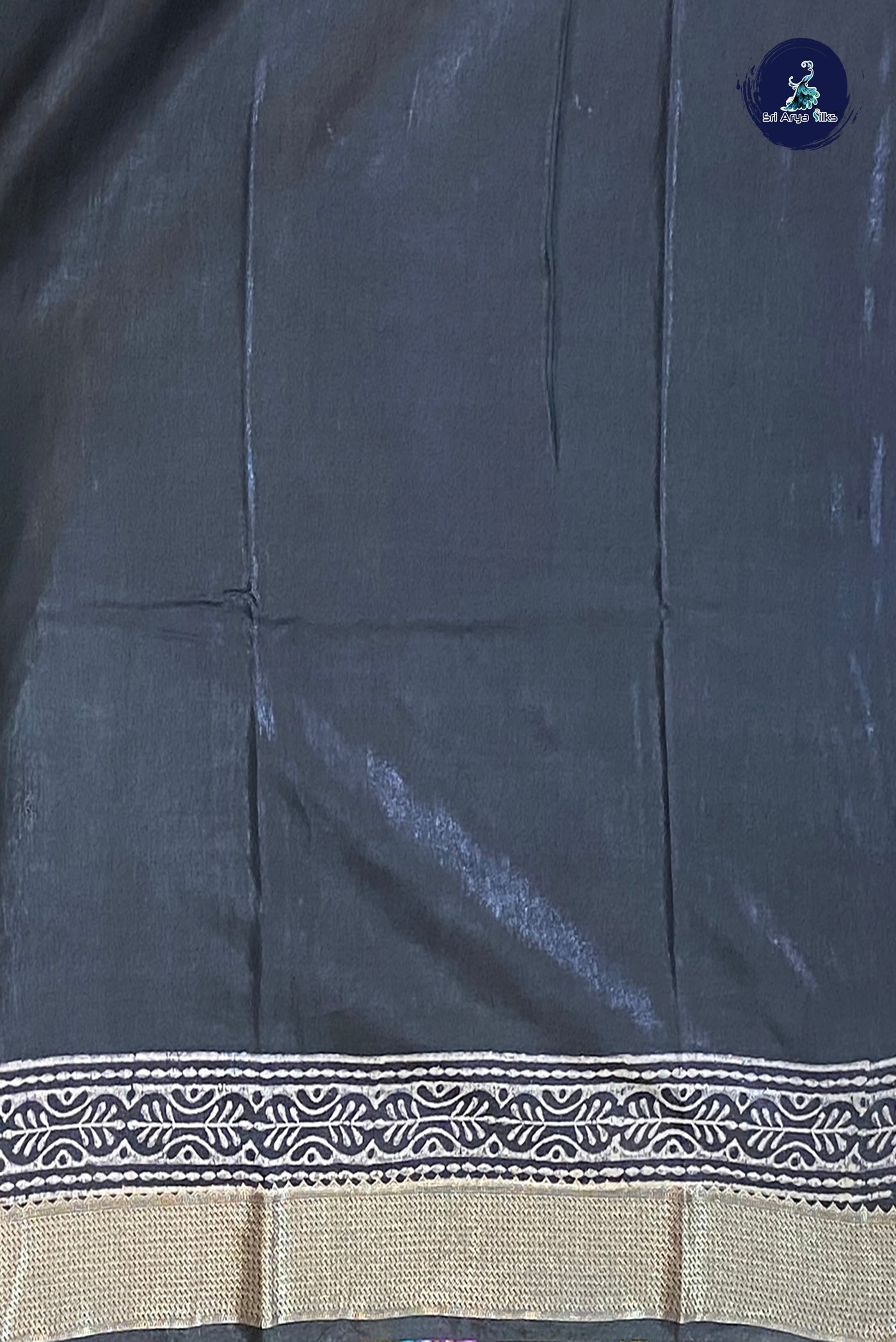 Black Maheshwari Silk With Bagru Print Pattern