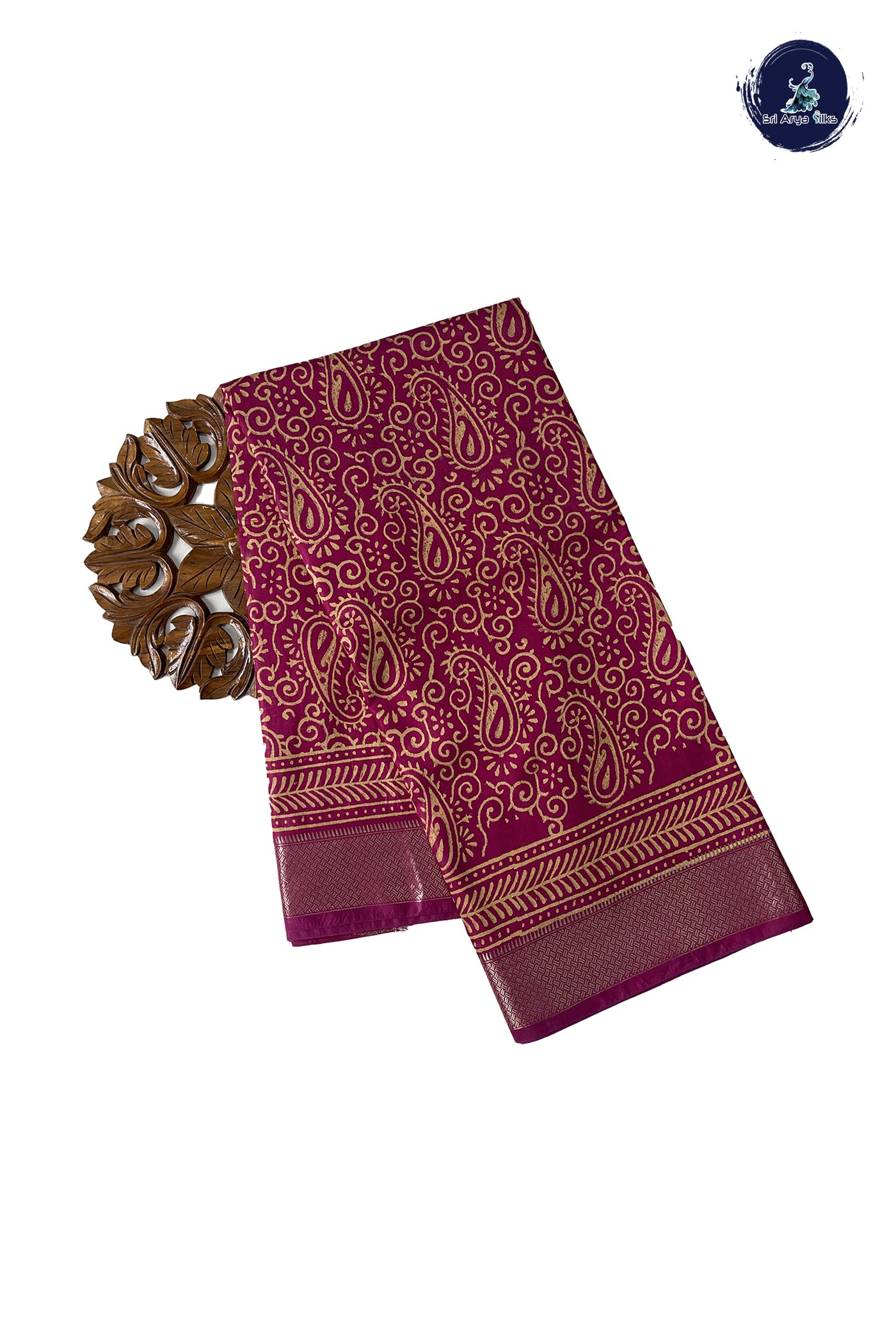 Magenta Pink Maheshwari Silk With Bagru Print Pattern