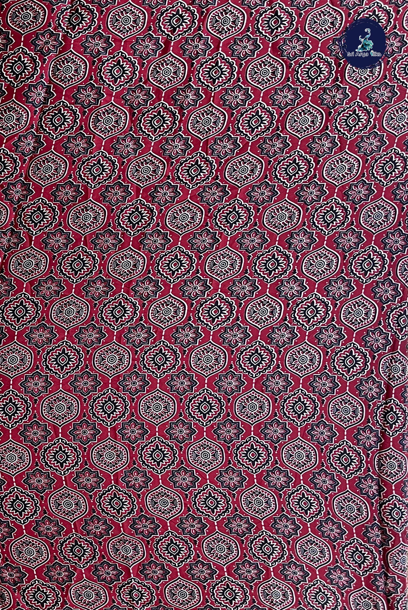 Red Modal Silk With Abstract Print Pattern