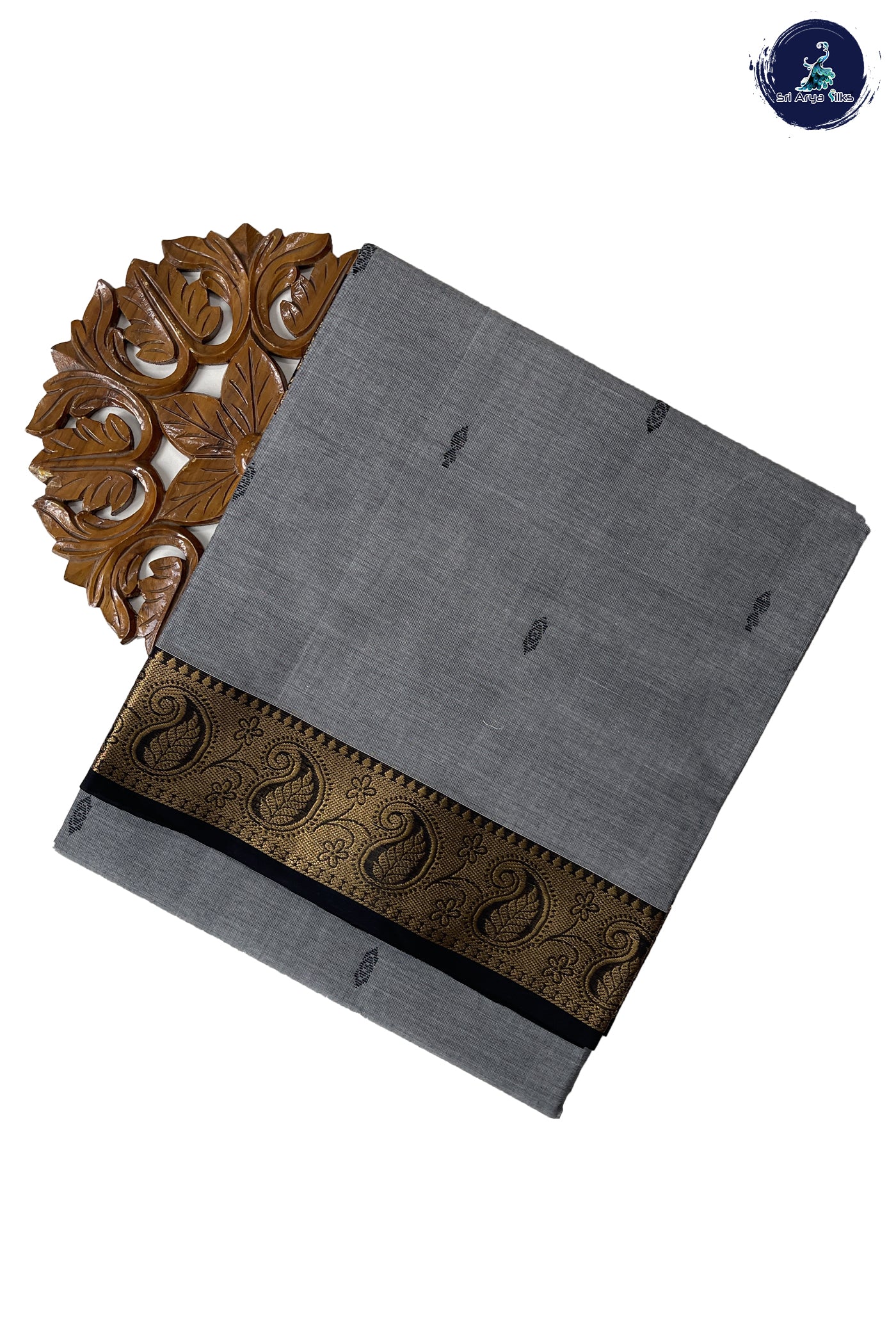 Grey Chettinad Cotton  With Buttas Pattern