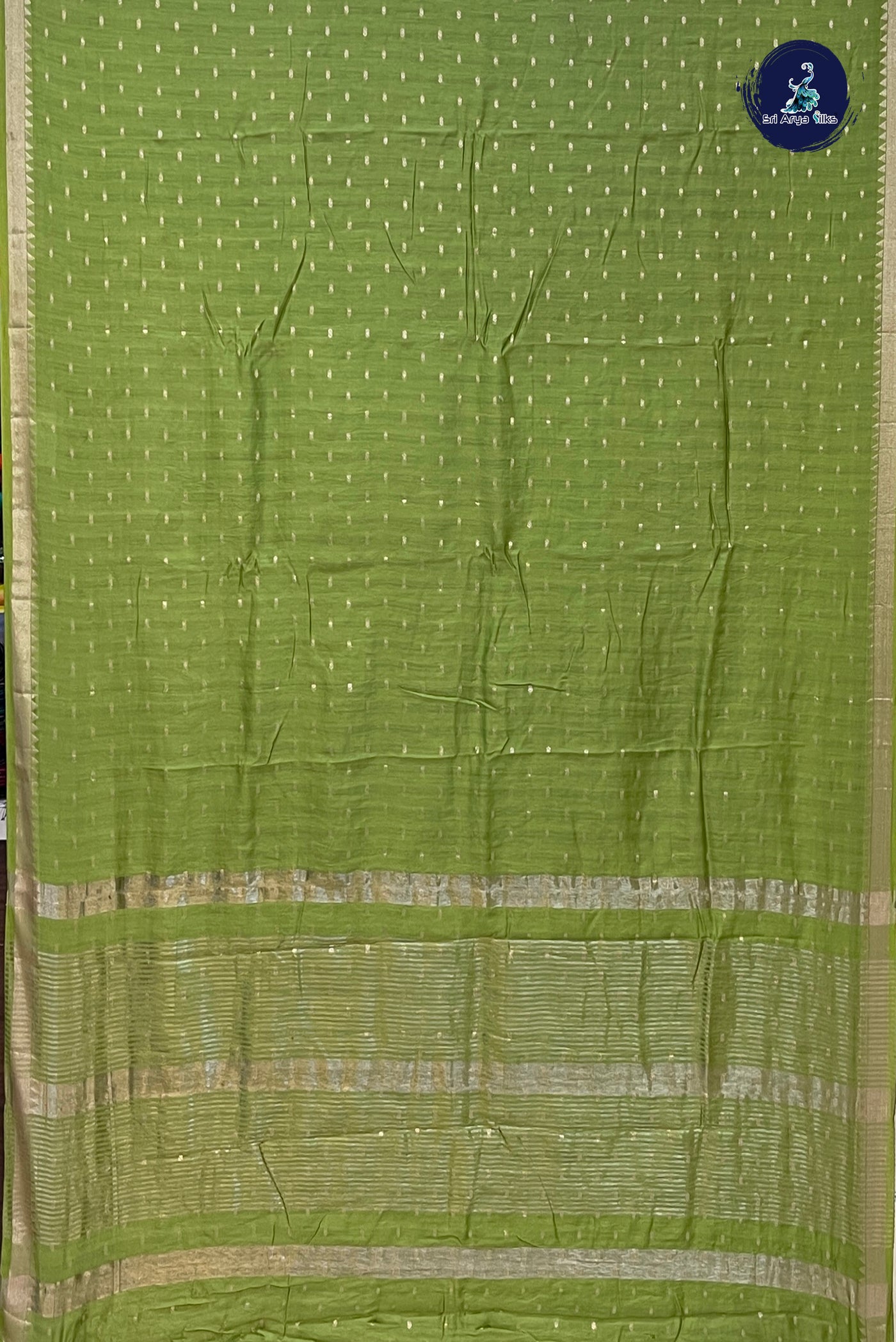 Light Green Function Wear Saree With Zari Buttas Pattern