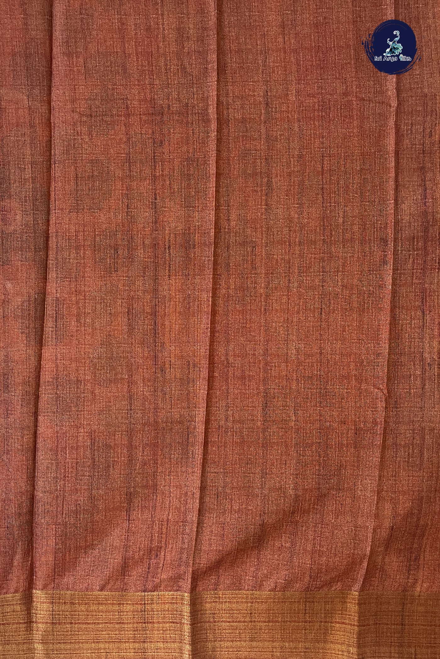 Dusty Orange Tussar Saree With Floral Print Pattern