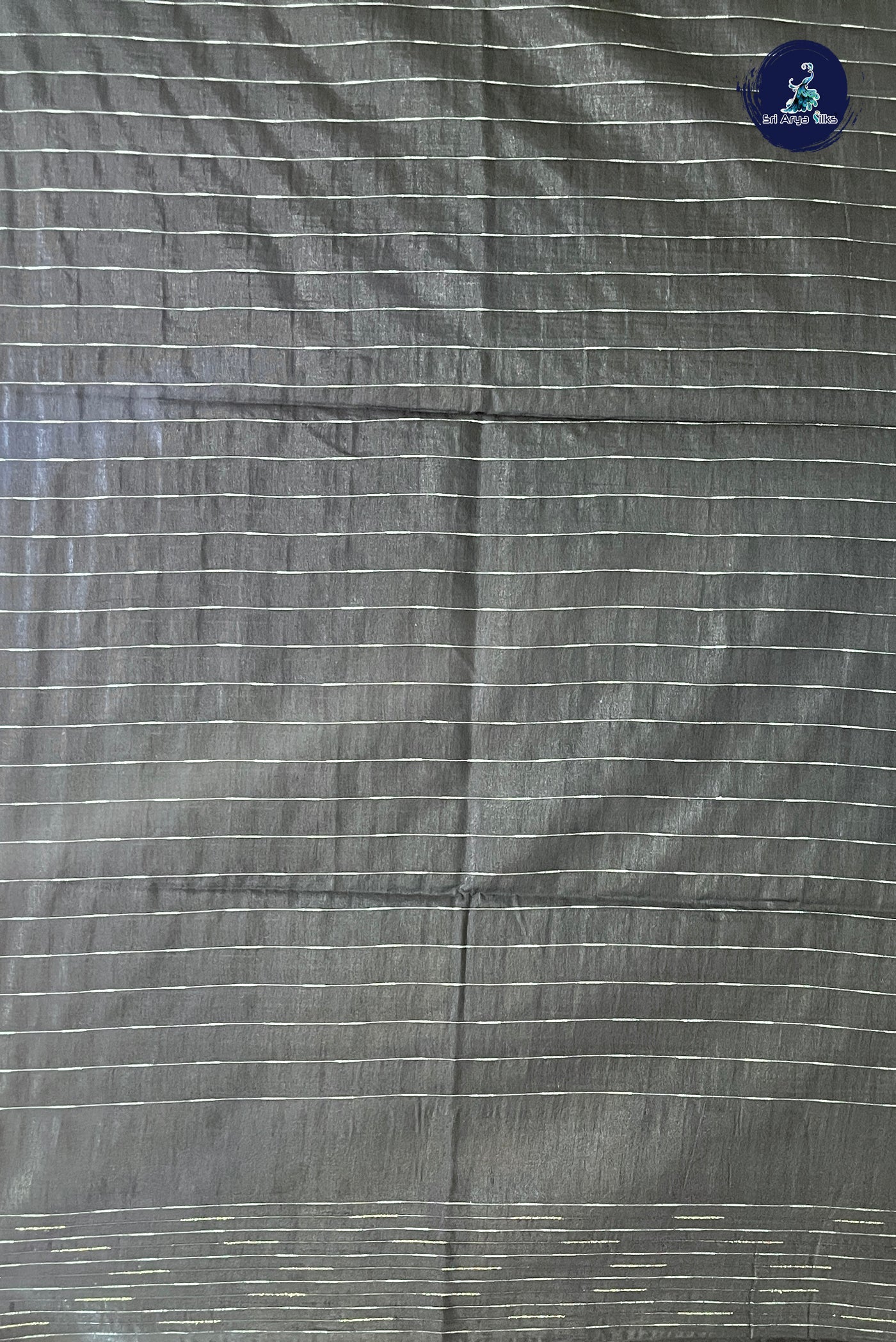 Black Tussar Saree With Stripes Pattern