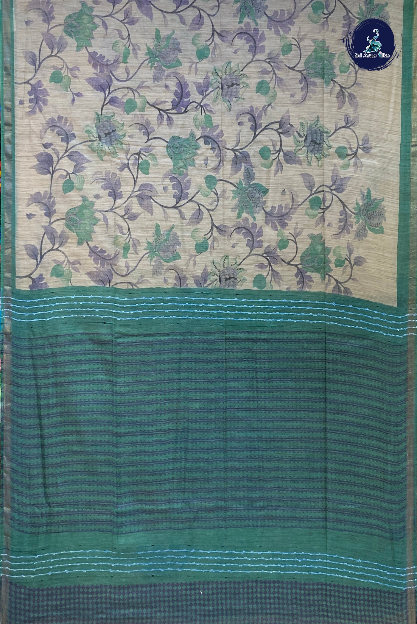 Beige Baswada Saree With Floral Print Pattern