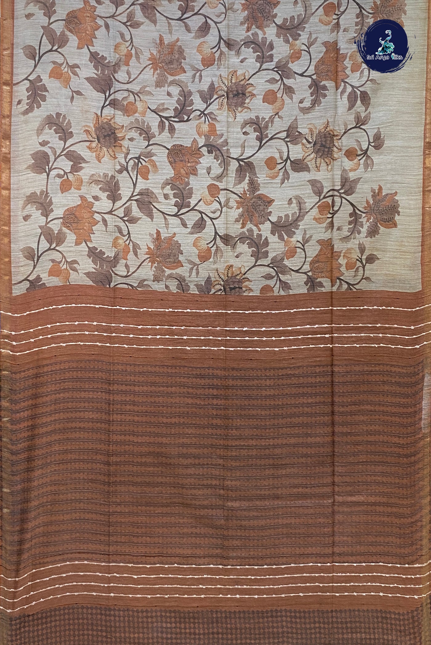 Beige Baswada Saree With Floral Print Pattern