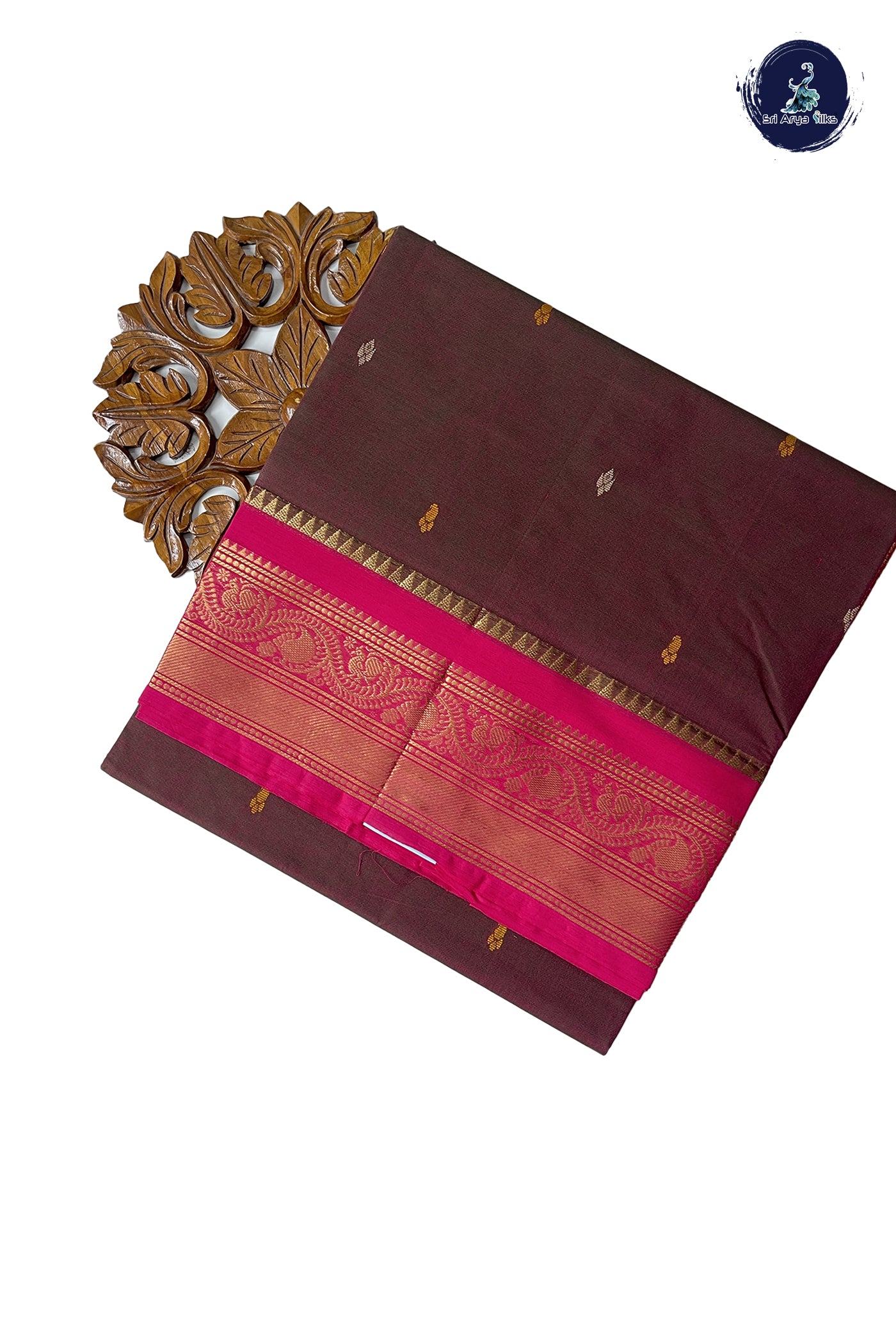 Manthulir Chettinad Cotton Saree With Buttas Pattern