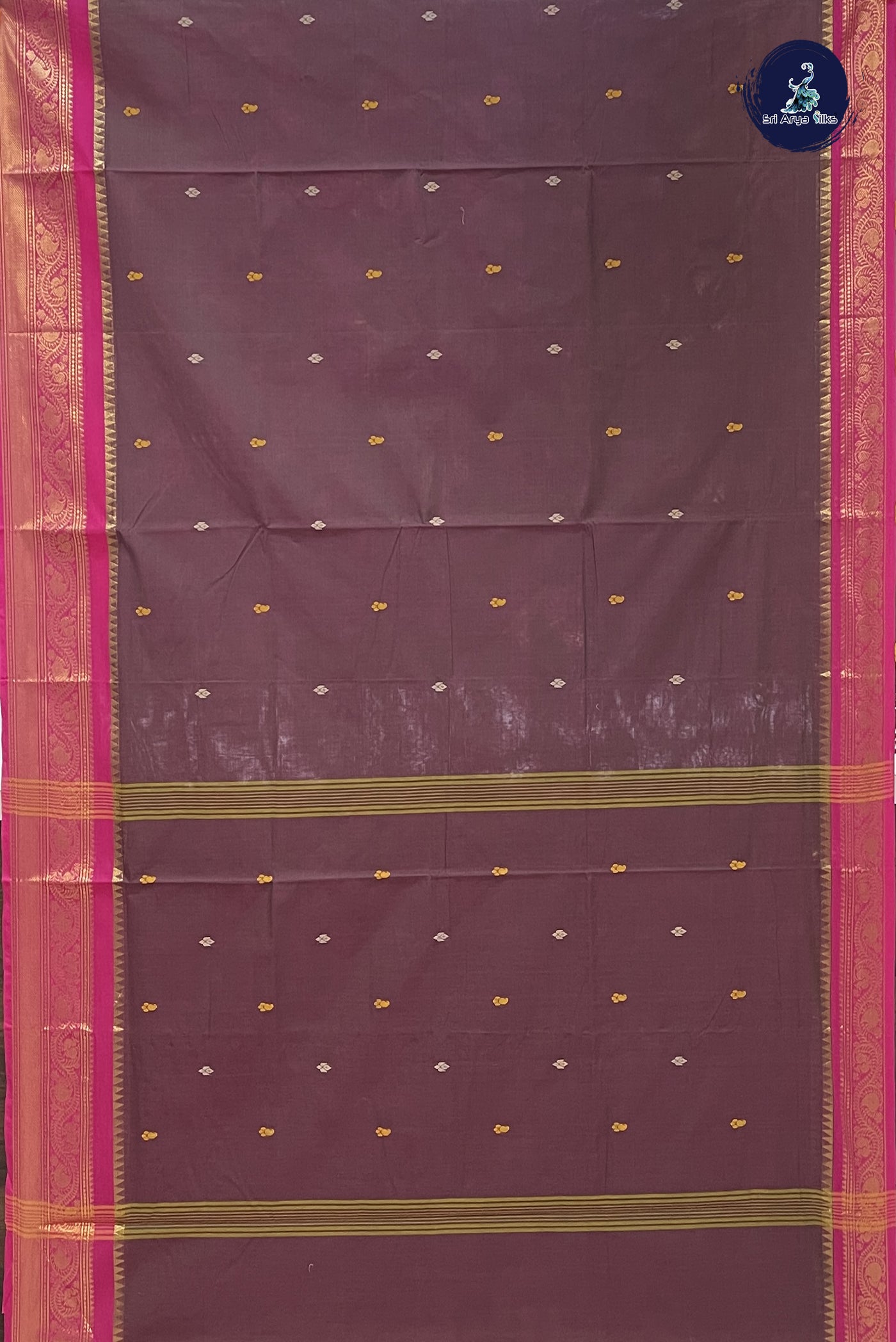 Manthulir Chettinad Cotton Saree With Buttas Pattern