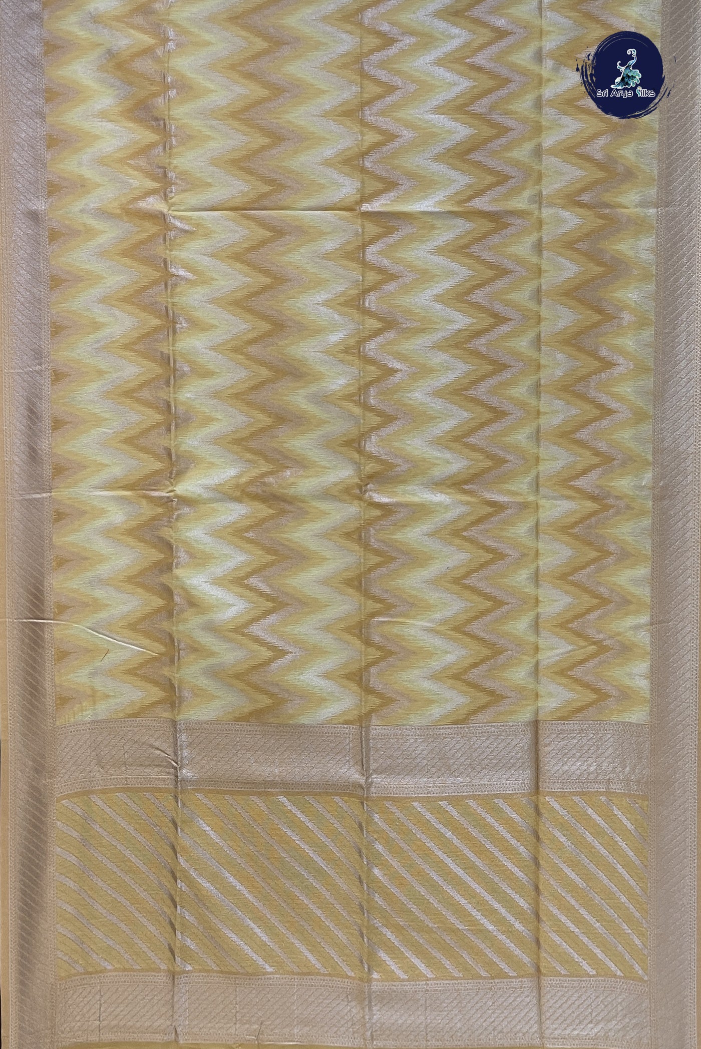 Golden Mustard Chanderi Silk Cotton Saree With Printed Pattern