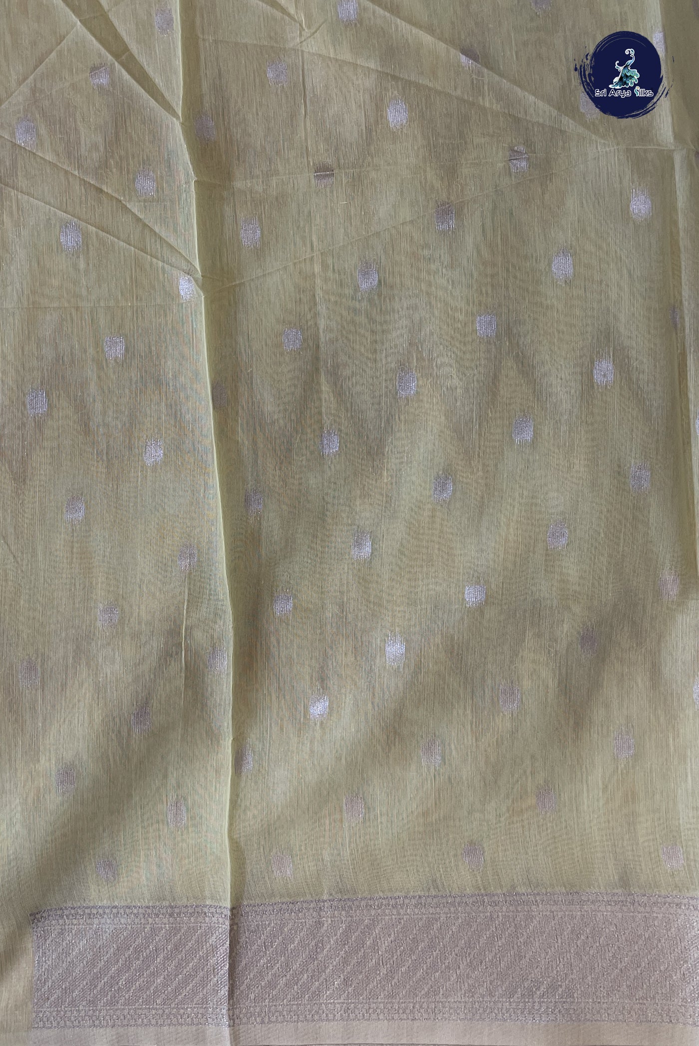 Golden Mustard Chanderi Silk Cotton Saree With Printed Pattern