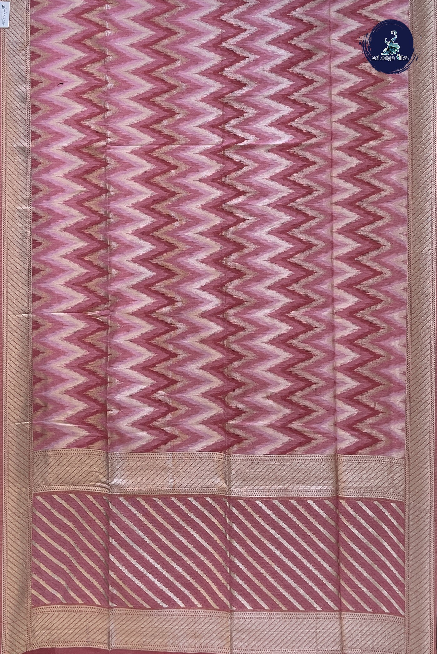 Pink Chanderi Silk Cotton Saree With Printed Pattern