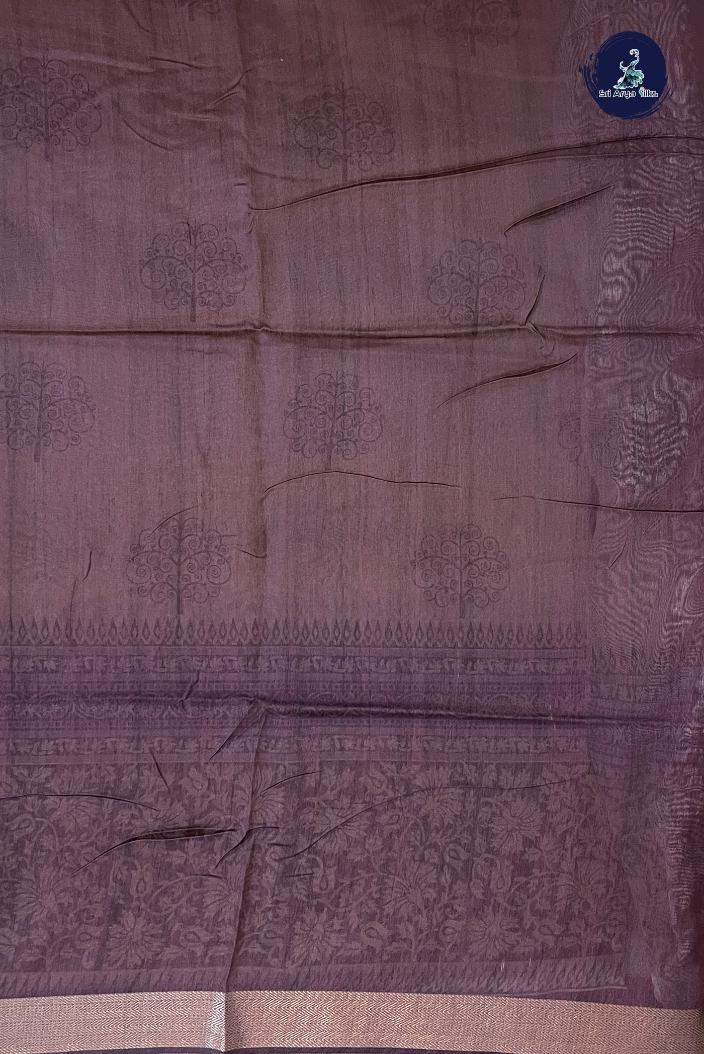 Beige Tussar Saree With Printed Pattern