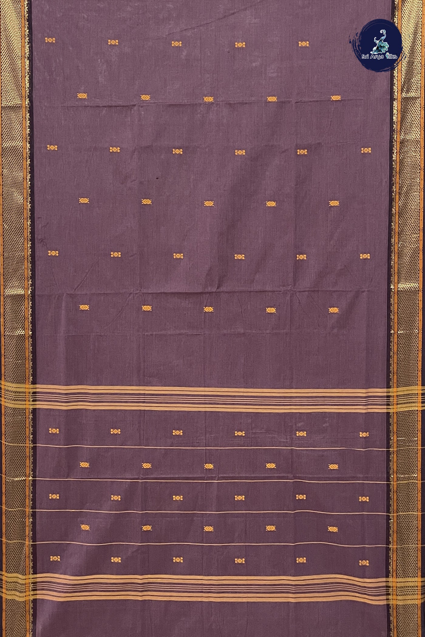 Snuf Chettinad Cotton Saree With Buttas Pattern