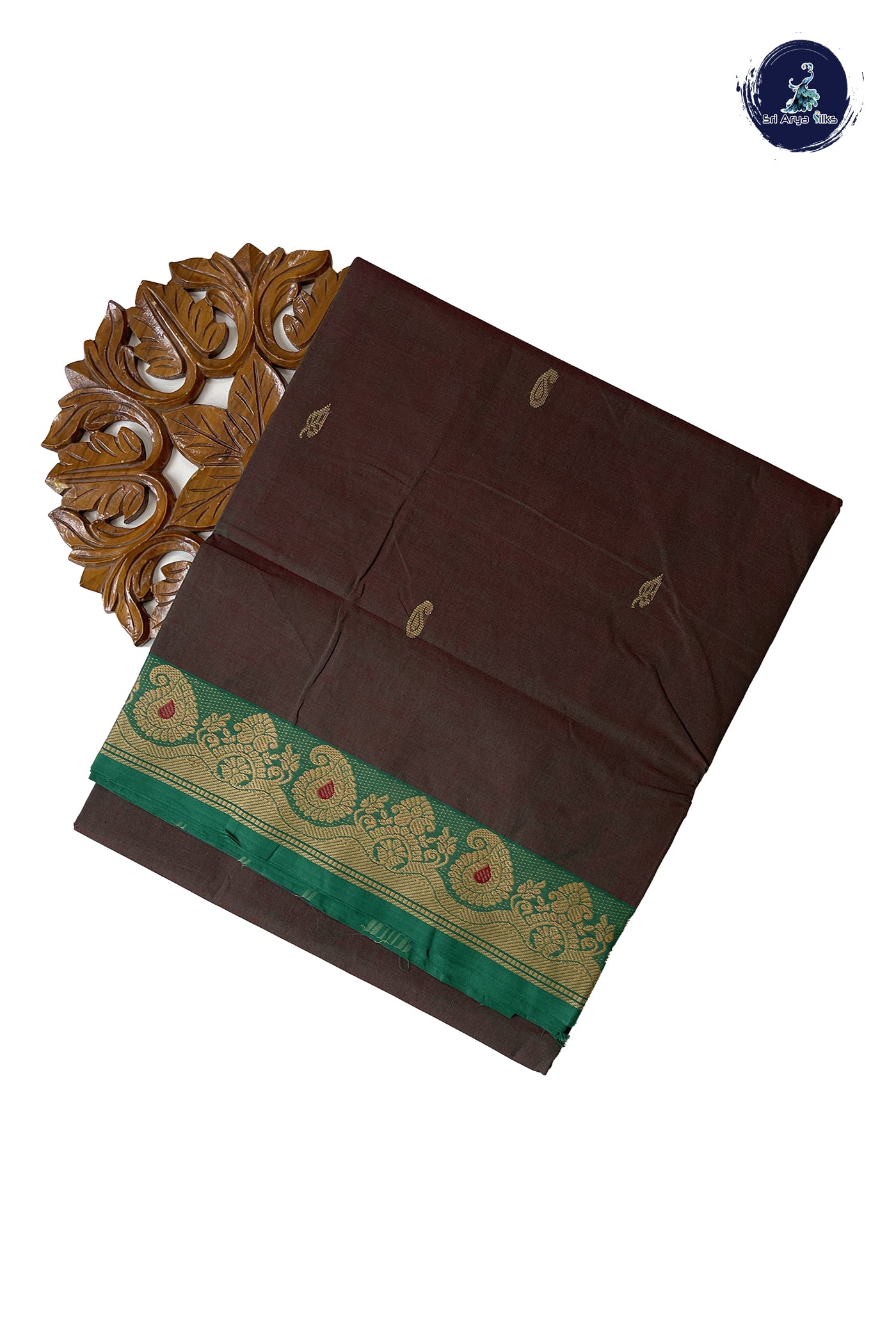 Manthulir Chettinad Cotton Saree With Buttas Pattern