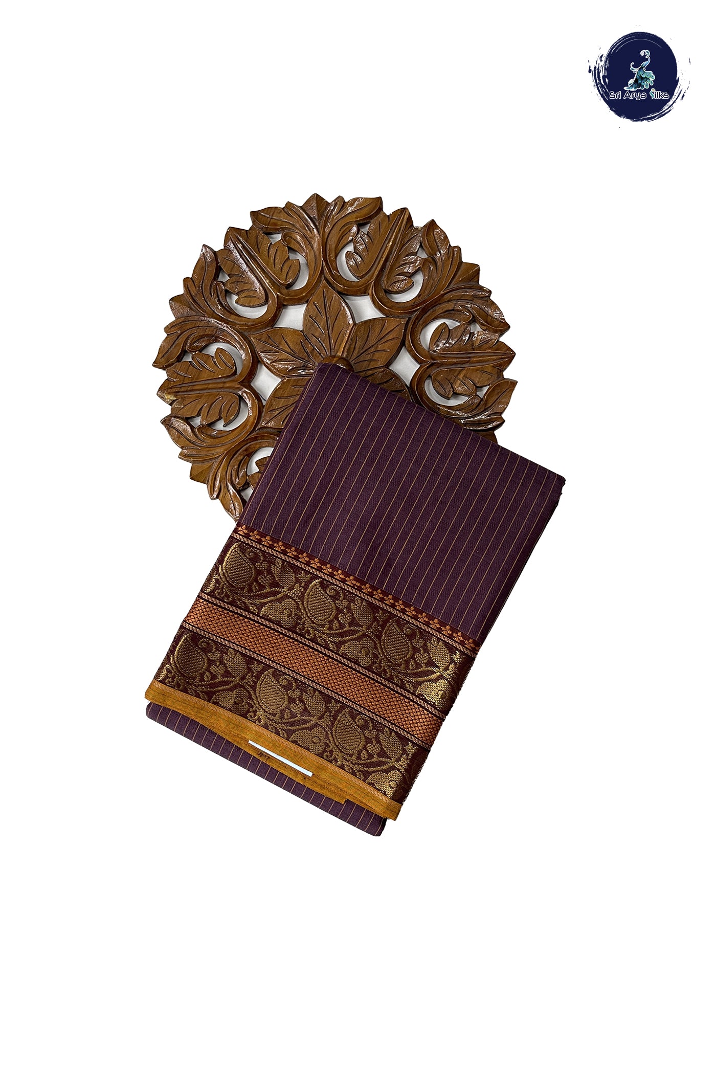 Snuf Chettinad Cotton Saree With Stripes Pattern