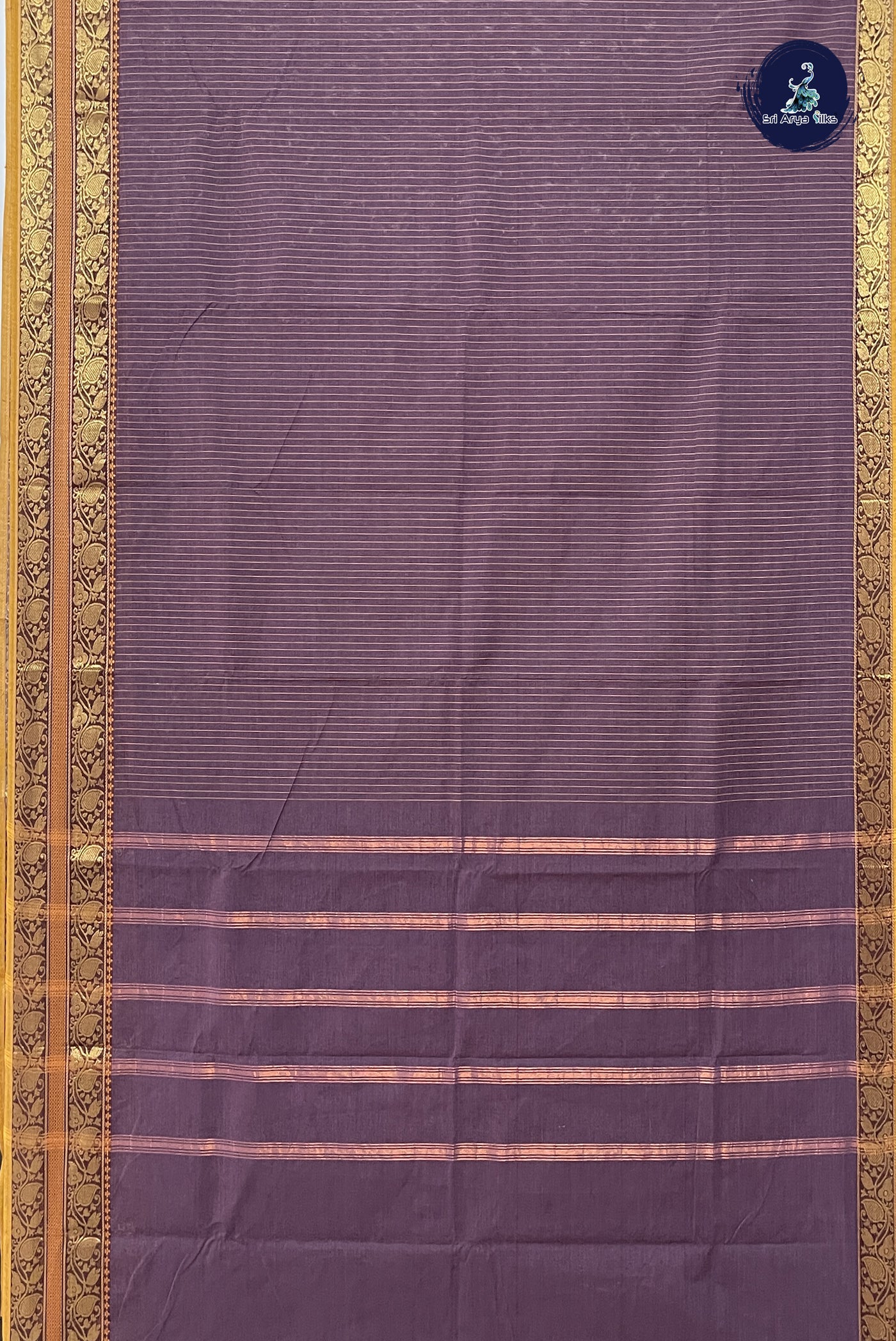 Snuf Chettinad Cotton Saree With Stripes Pattern