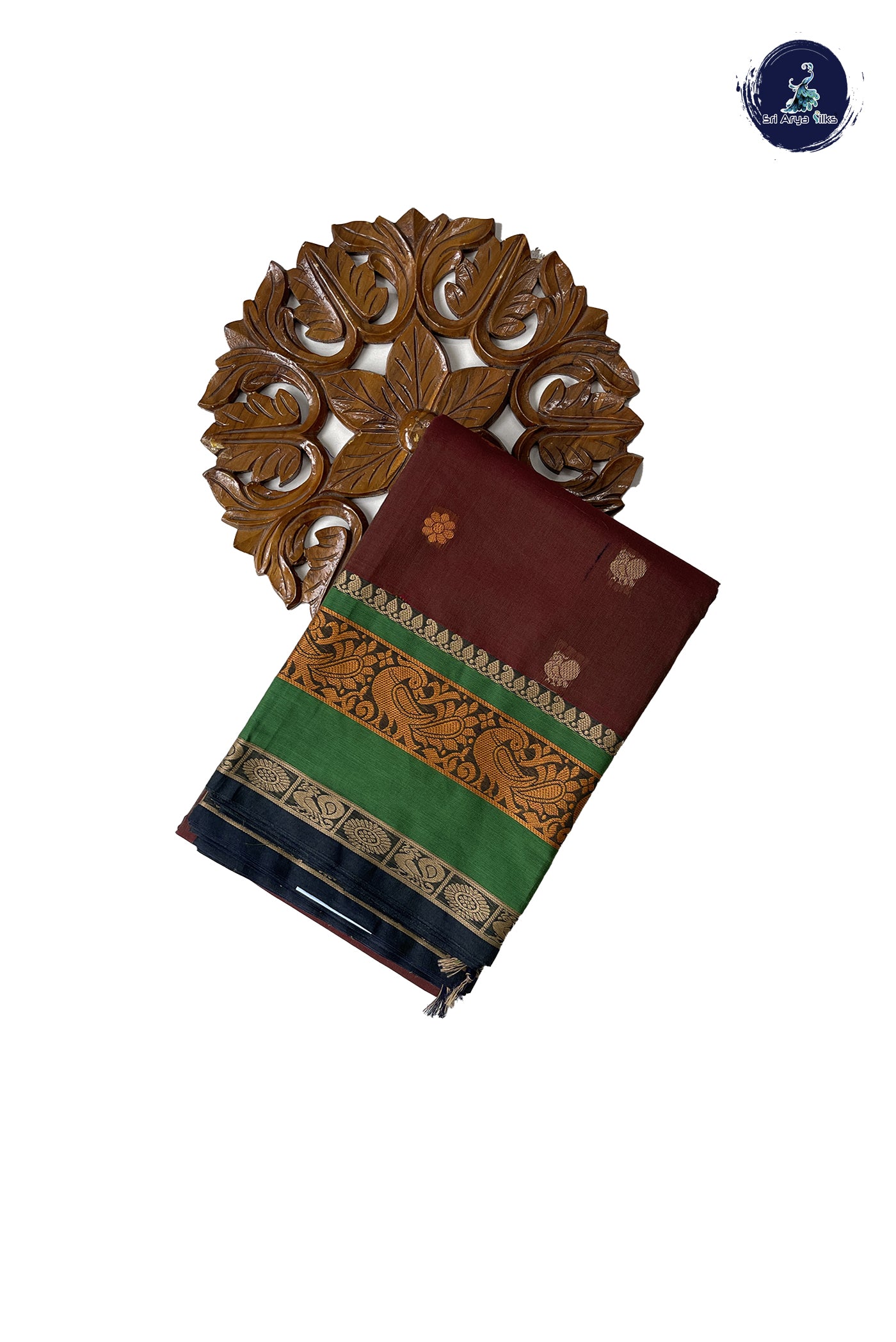 Dual Tone Brown Kanchi Cotton Saree With Thread Work Pattern