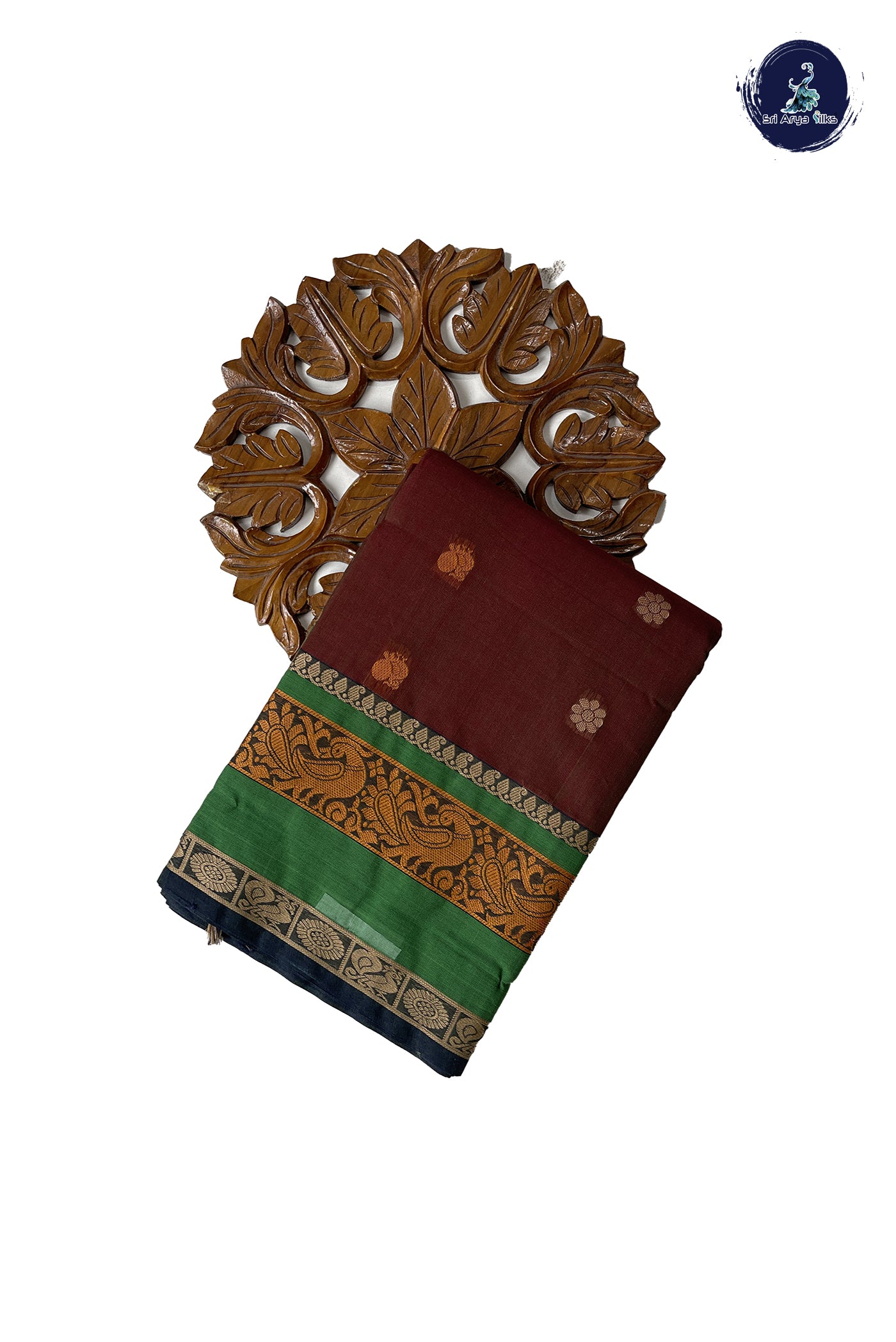 Dual Tone Brown Kanchi Cotton Saree With Thread Work Pattern