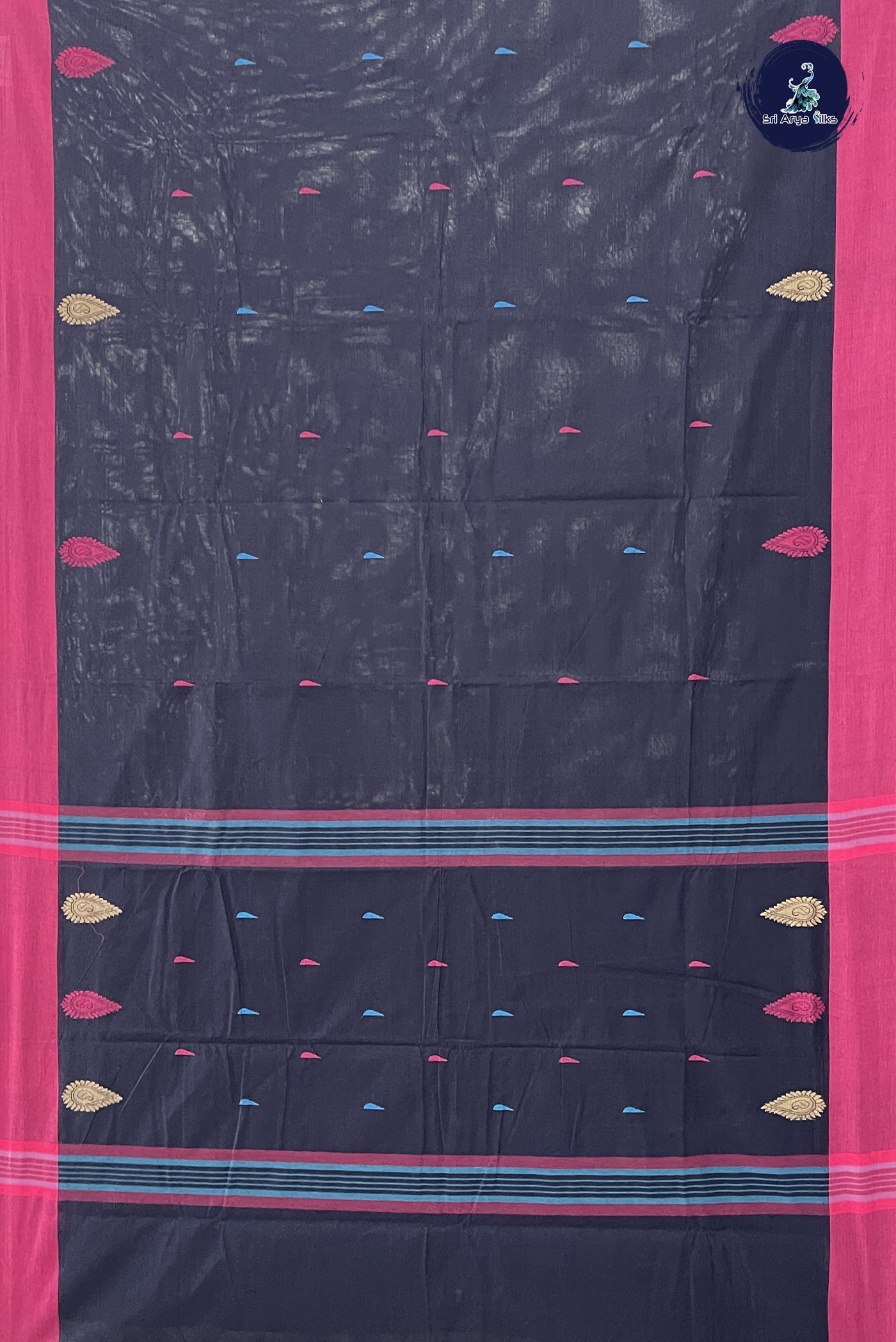 Blue Kanchi Cotton Saree With Thread Work Pattern