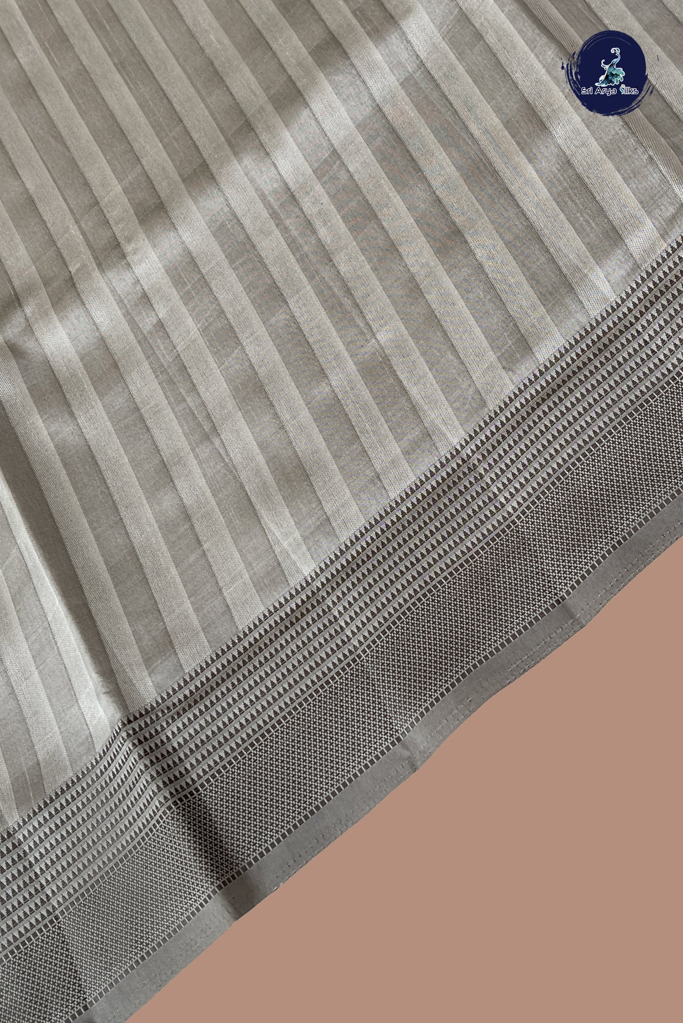 Grey Semi Tussar Saree With Embossed Pattern