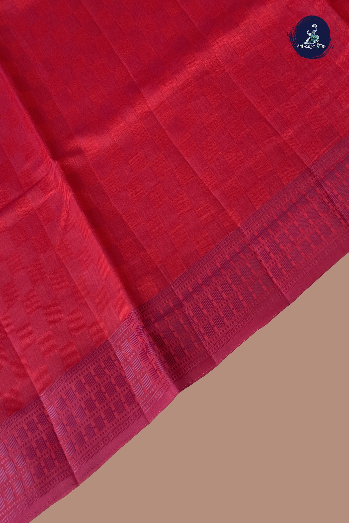 Red Semi Tussar Saree With Embossed   Pattern