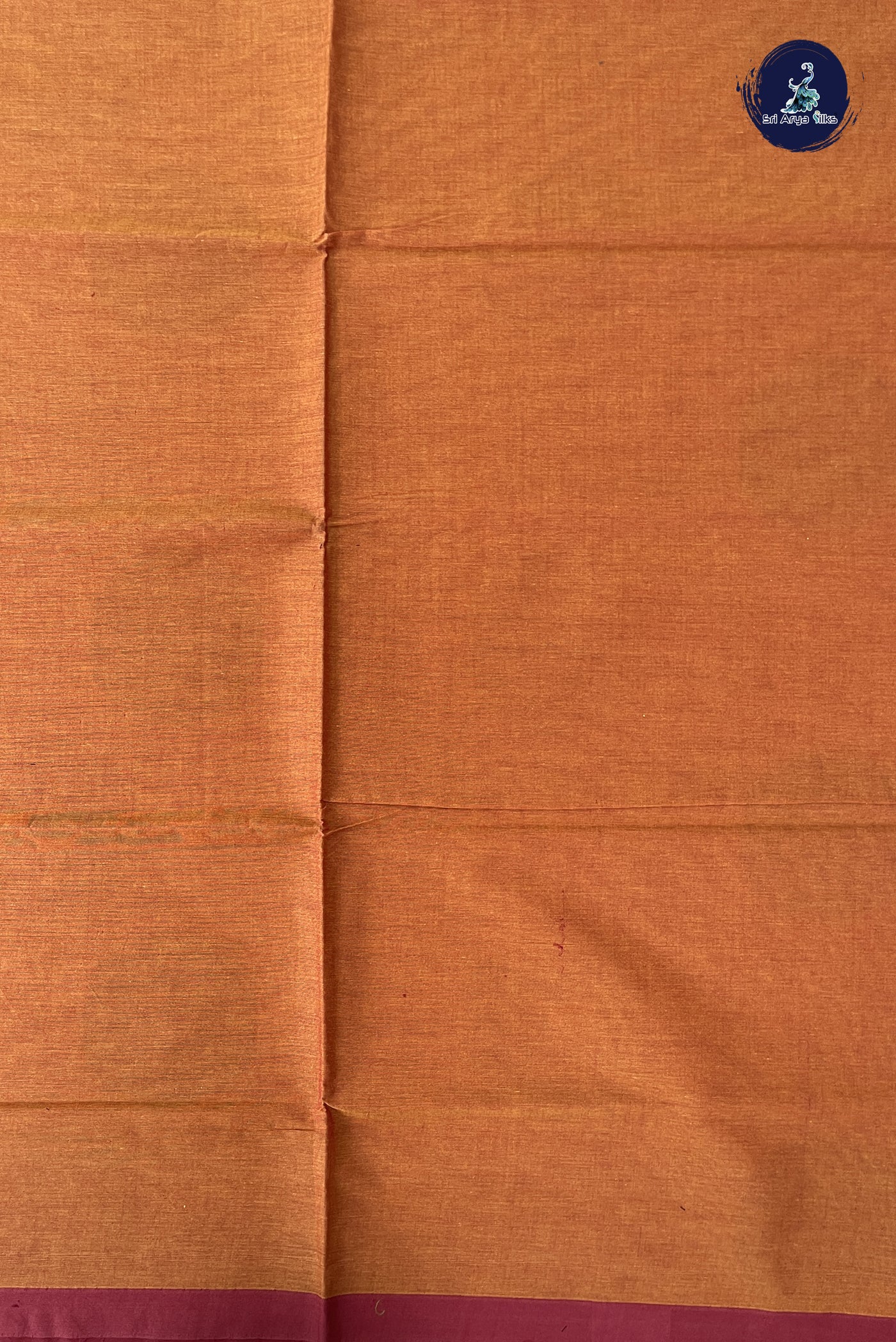Orange Cotton Saree With Embossed Pattern