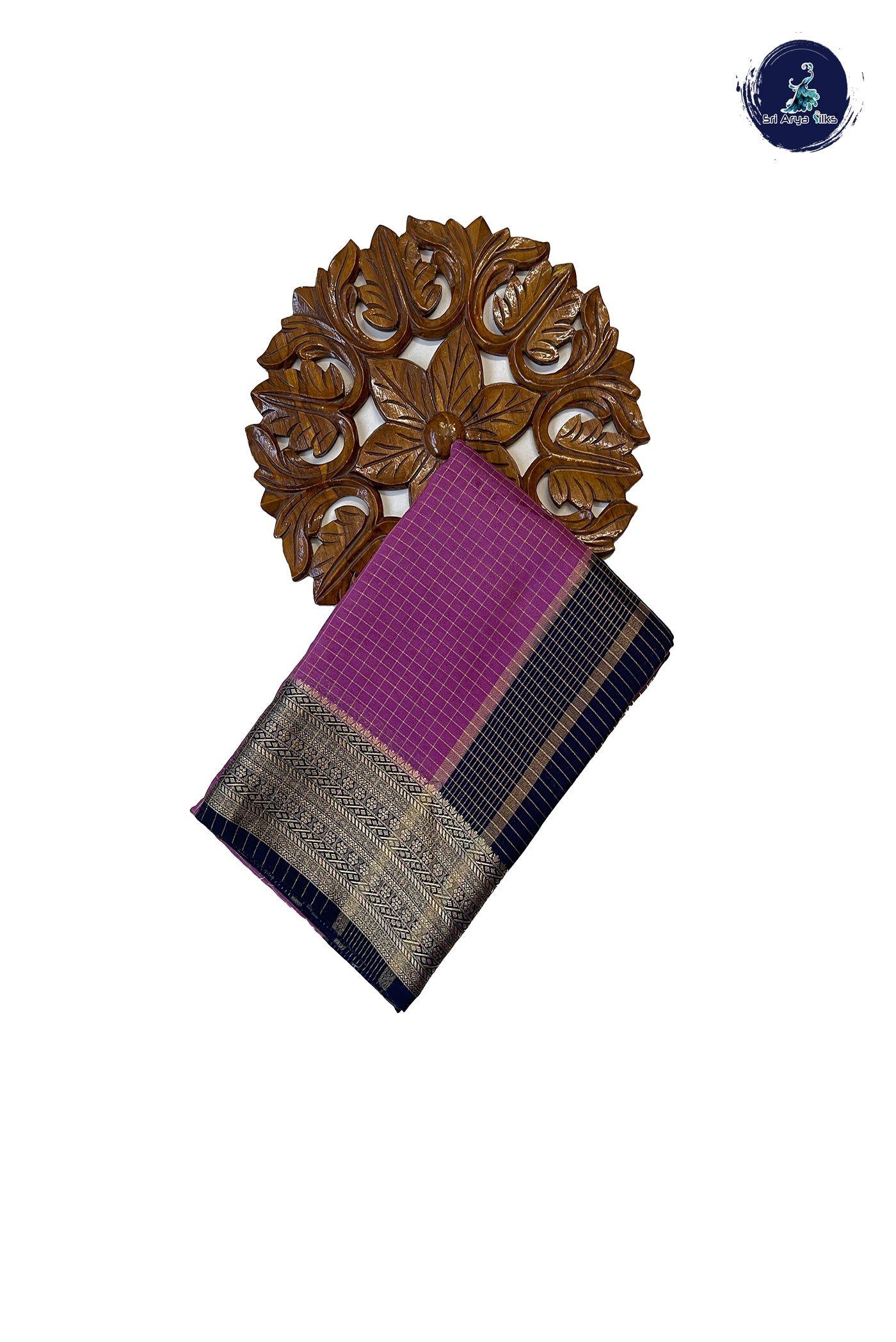 Mauve Pink Semi Banarasi Saree With Zari Checked Pattern