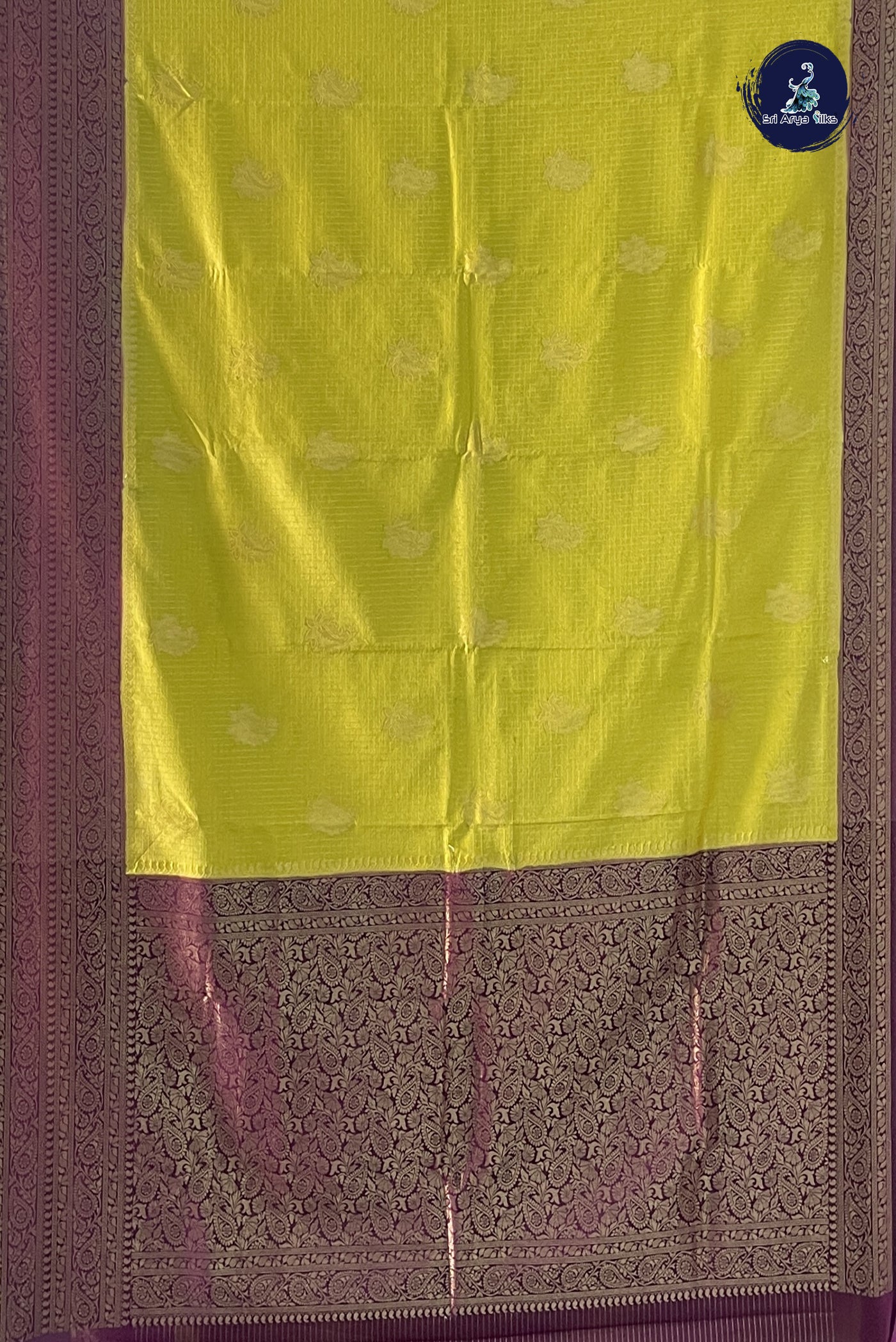 Light Yellow Semi Banarasi Saree With Zari Checked Pattern