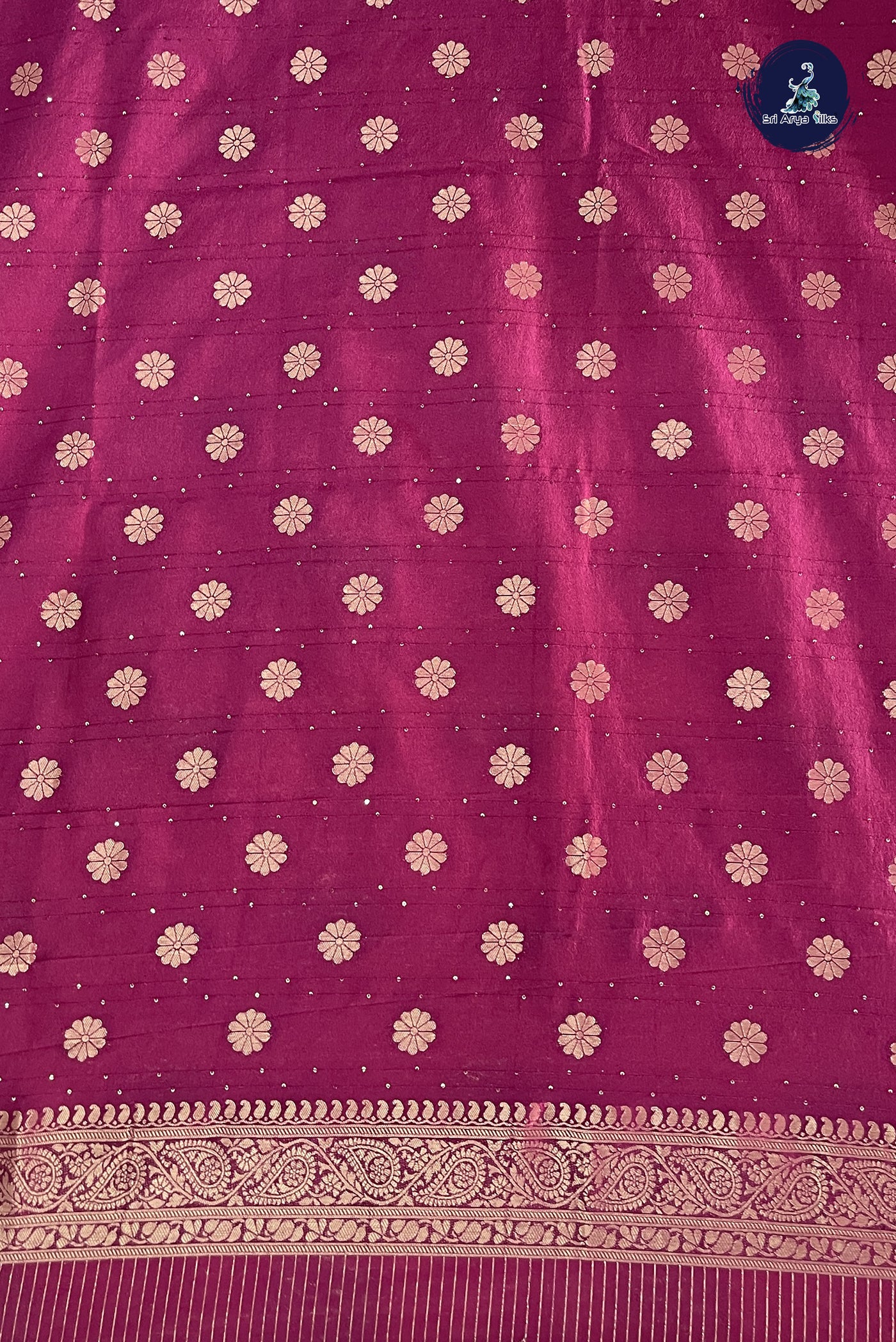 Pinkish Peach Semi Banarasi Saree With Zari Checked Pattern