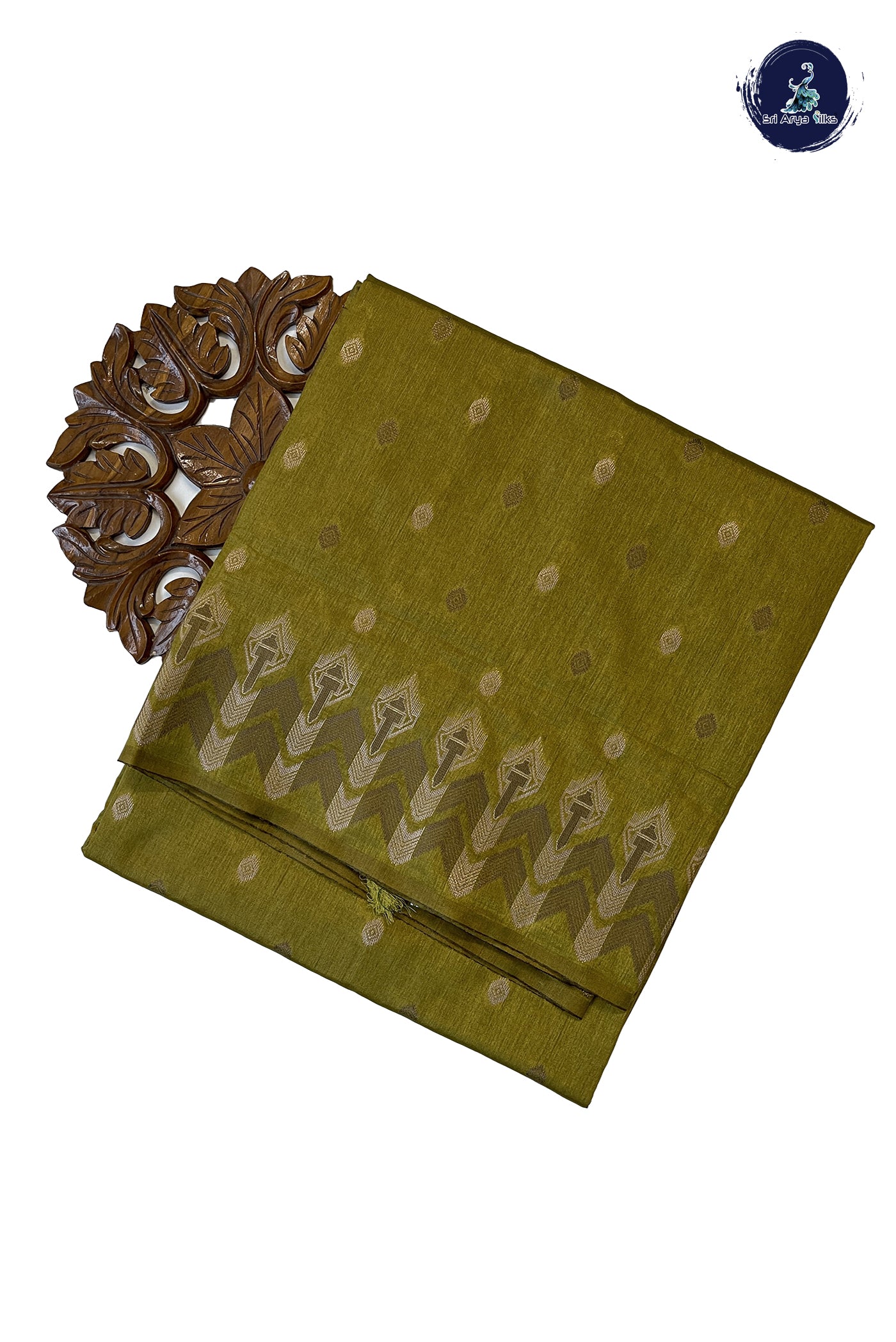 Mehendi Green Raw Silk Saree With Zari Buttas Pattern