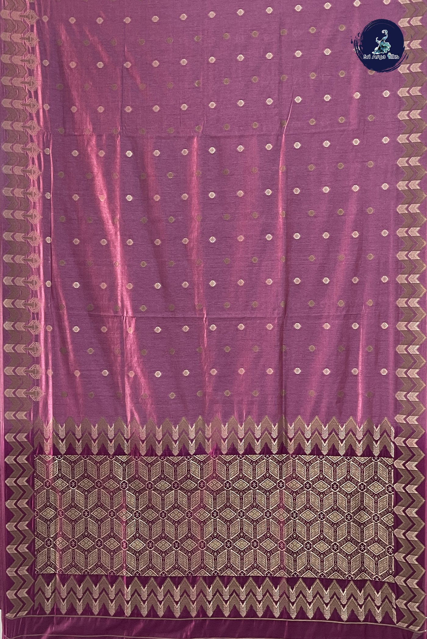 Mauve Pink Raw Silk Saree With Zari Buttas Pattern