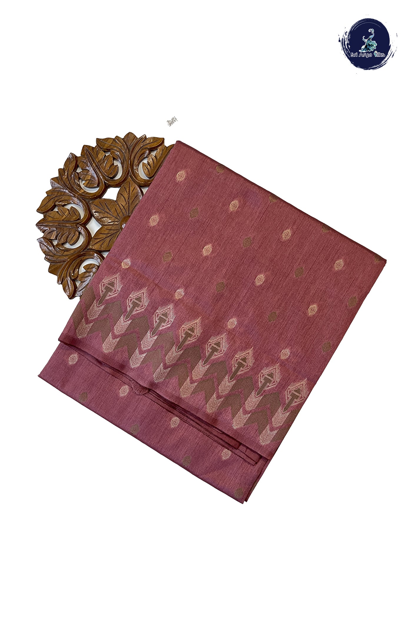 Dusty Pink Raw Silk Saree With Zari Buttas Pattern