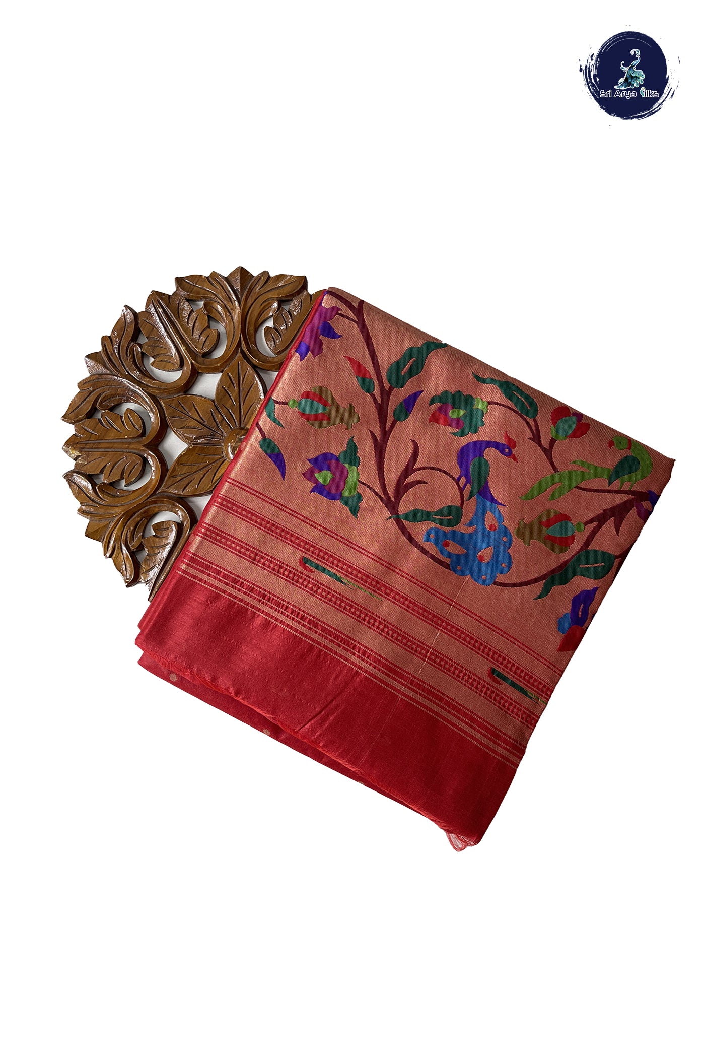 Red Raw Silk Saree With Buttas Pattern