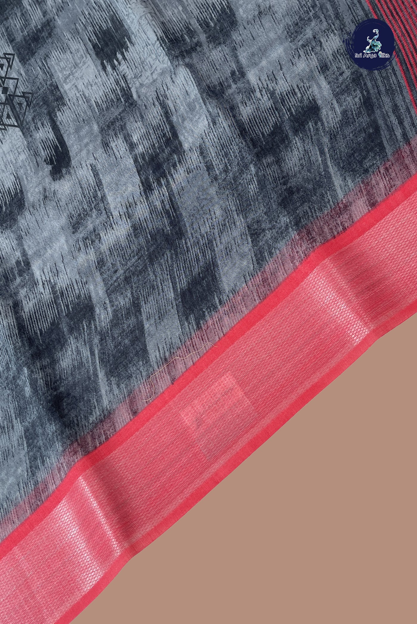Grey Chanderi Saree With Printed Pattern