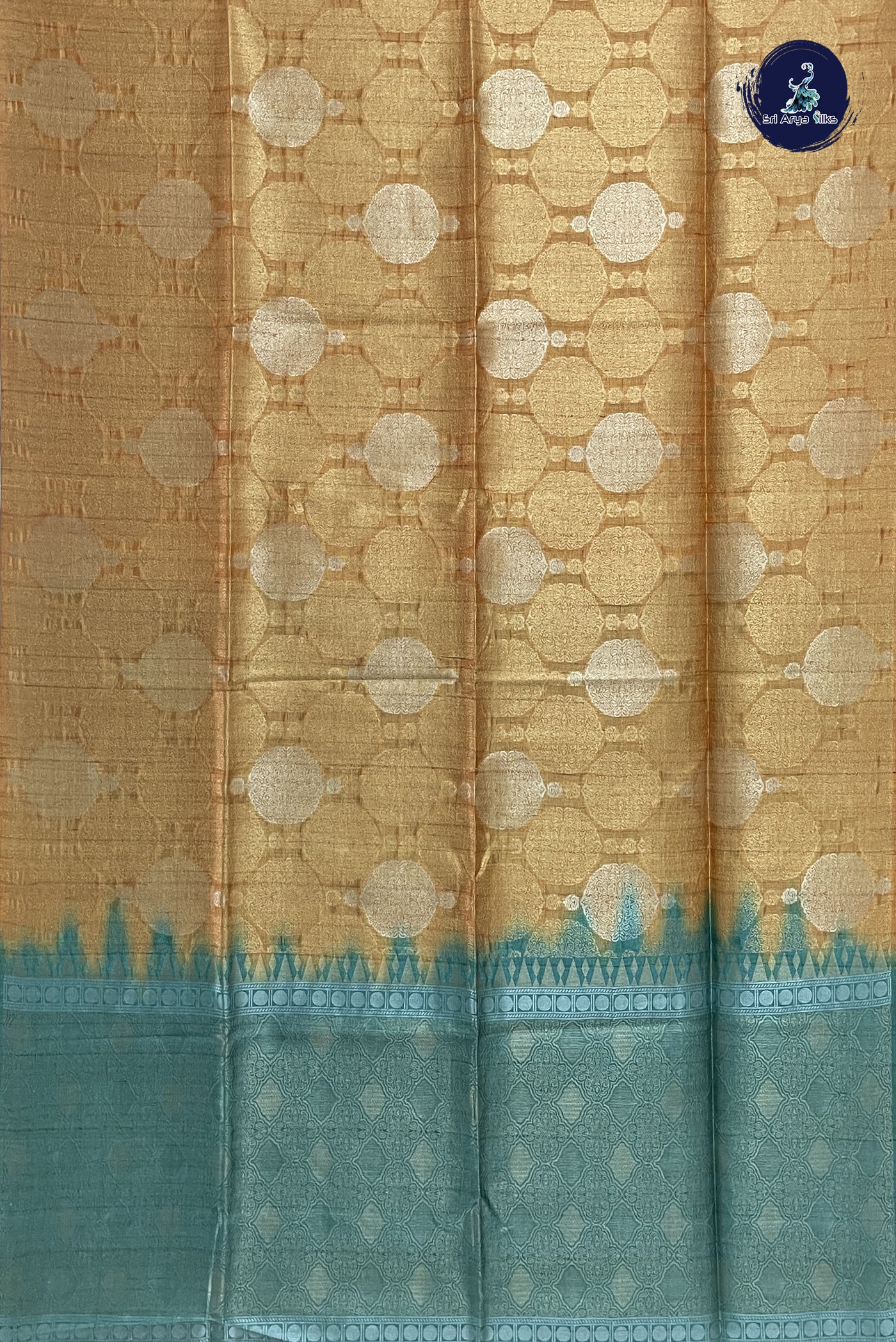 Golden Mustard Raw Silk Saree With Jacquard Pattern