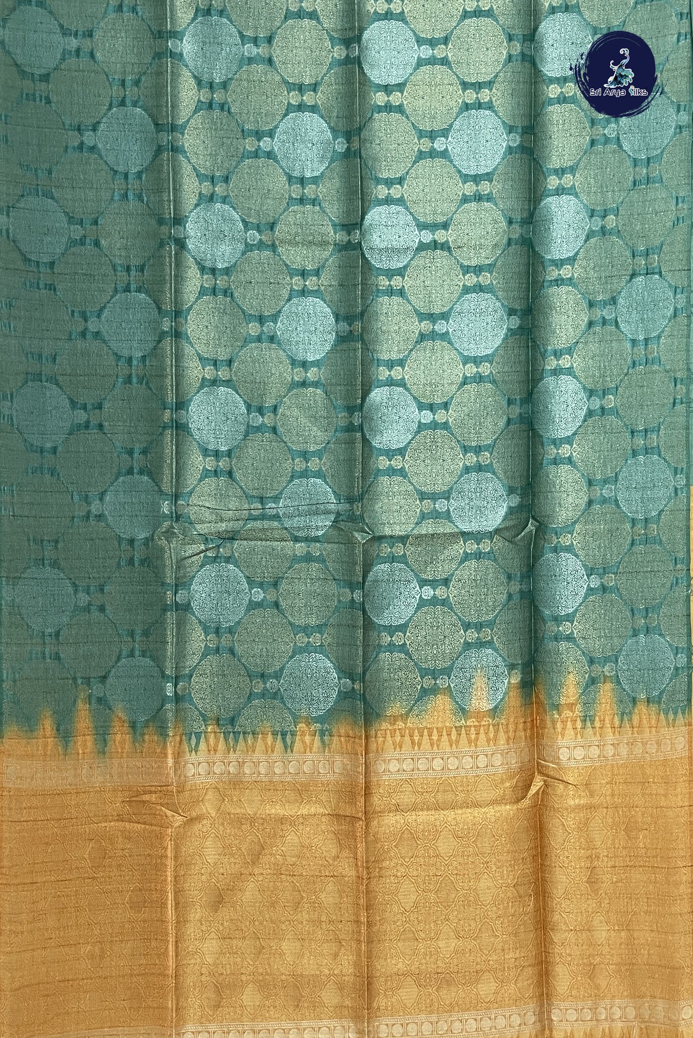 Turquoise Raw Silk Saree With Jacquard Pattern