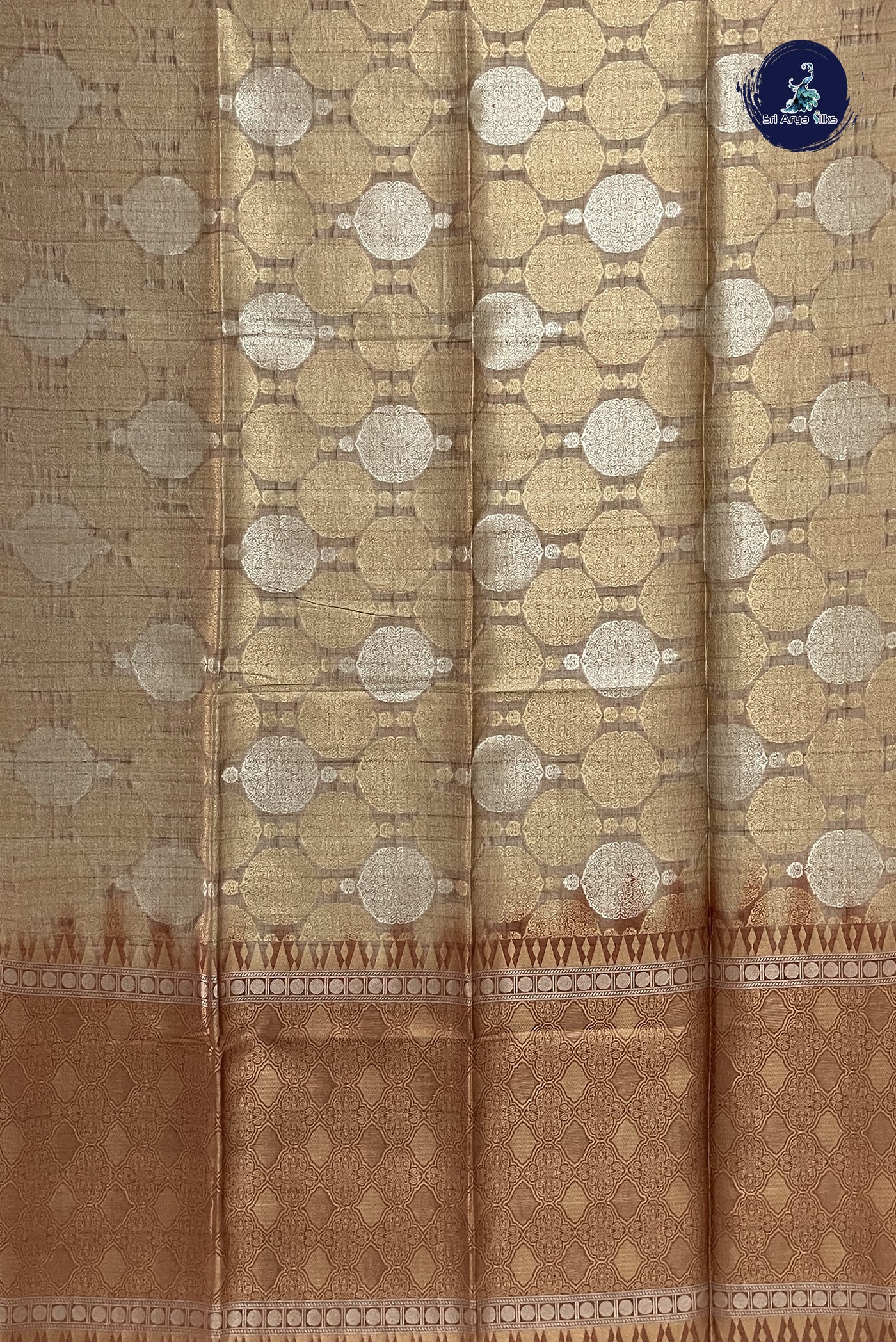 Light Brown Raw Silk Saree With Jacquard Pattern